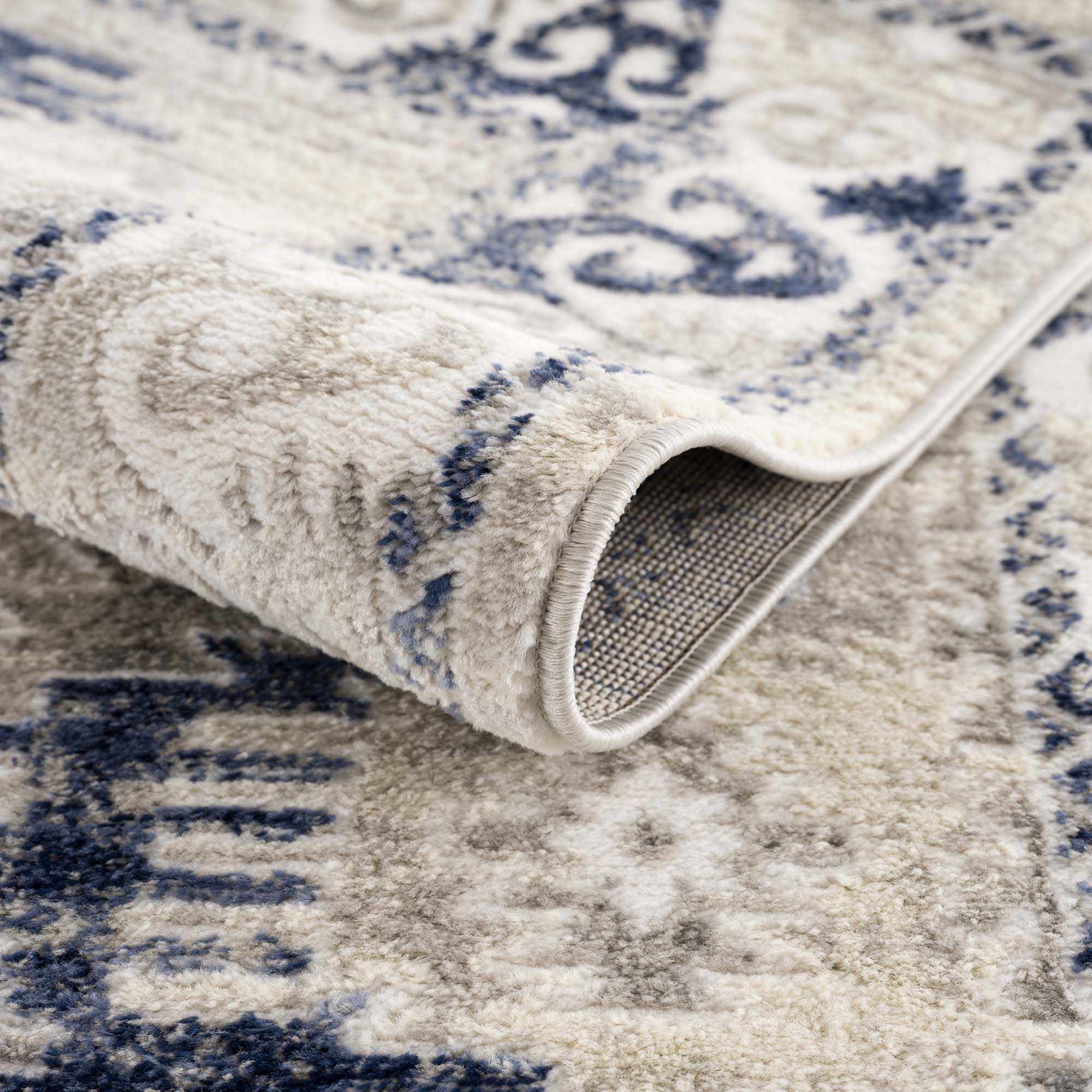 Blue, Beige and Taupe Traditional oriental bohemian area rug - Image 6