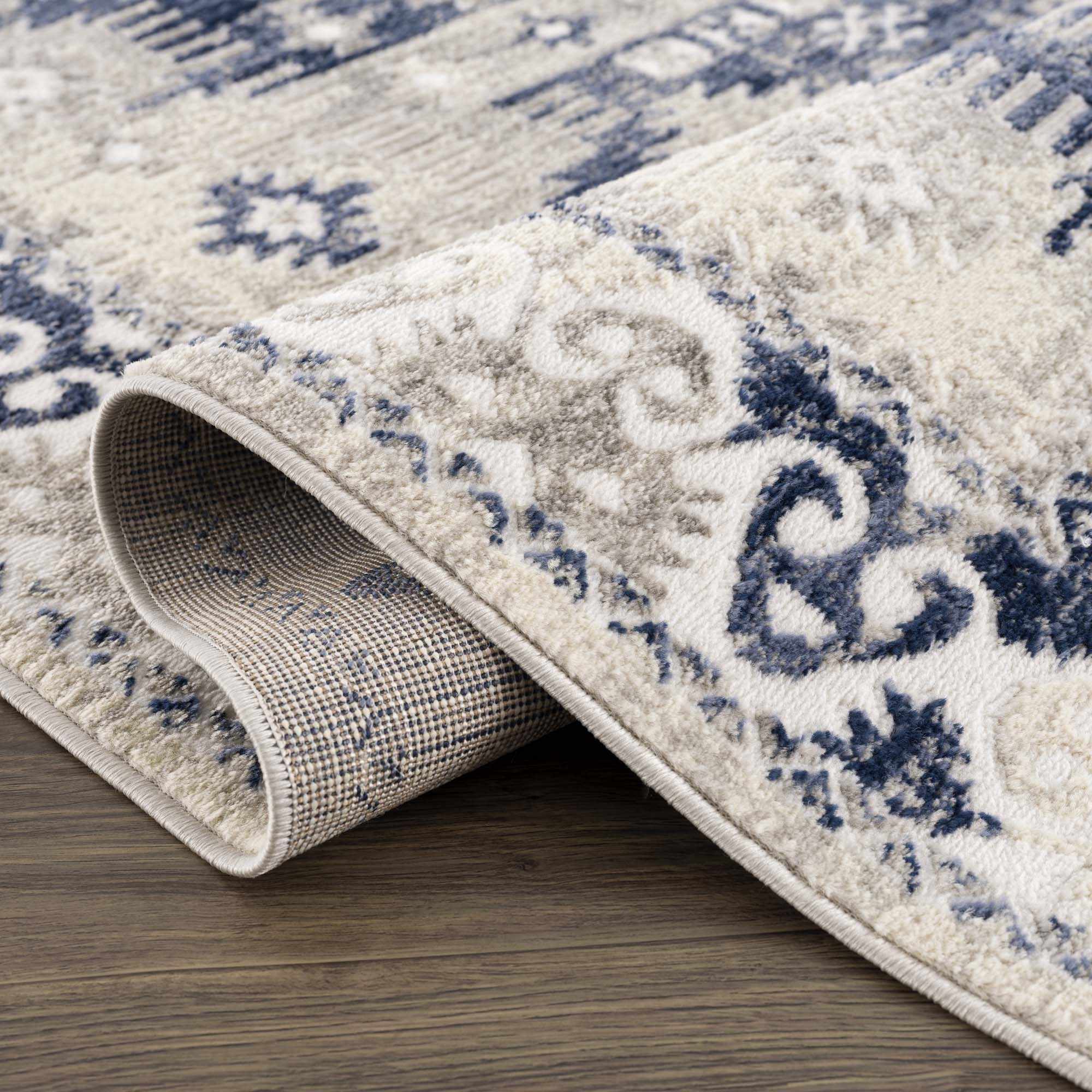 Blue, Beige and Taupe Traditional oriental bohemian area rug - Image 7
