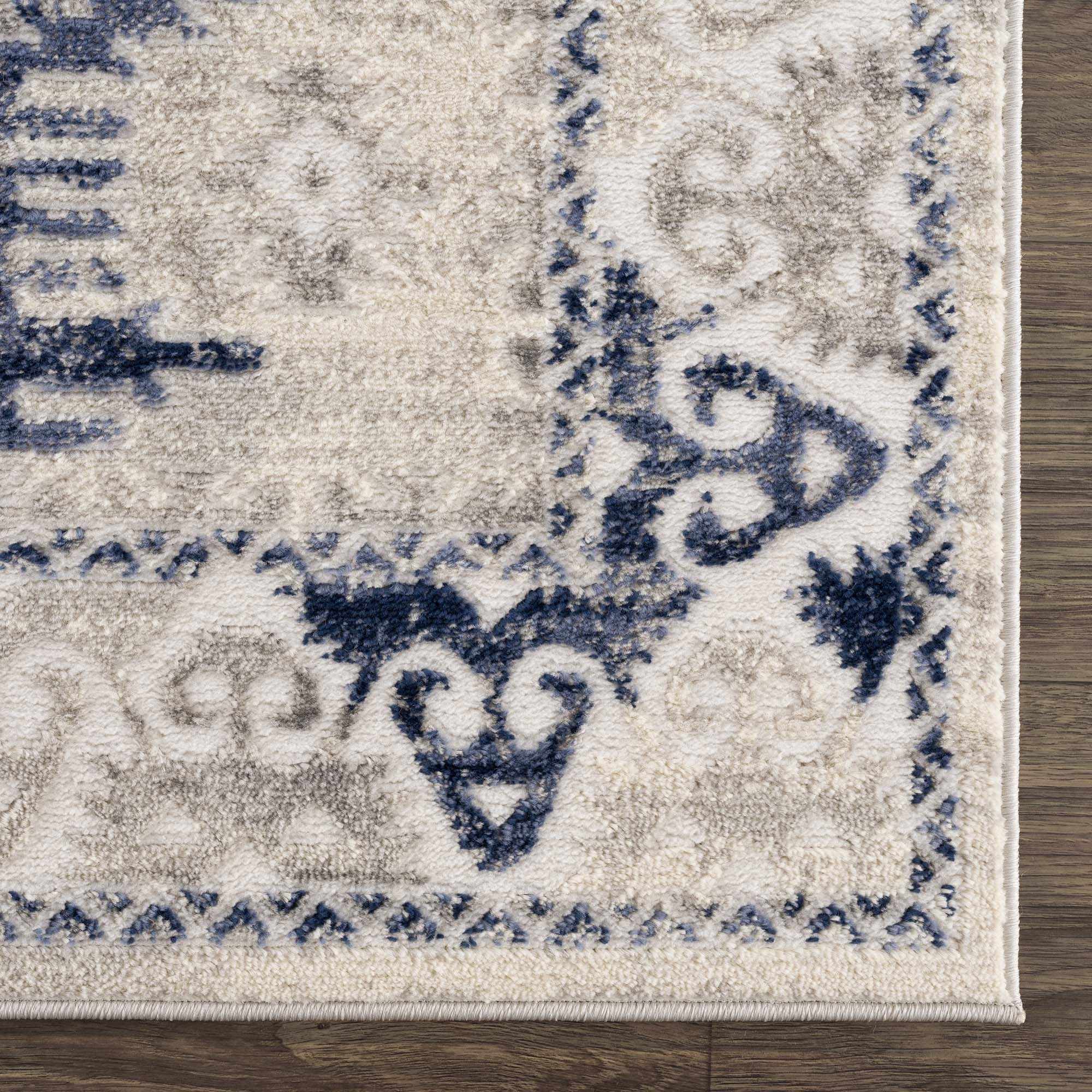 Blue, Beige and Taupe Traditional oriental bohemian area rug - Image 8