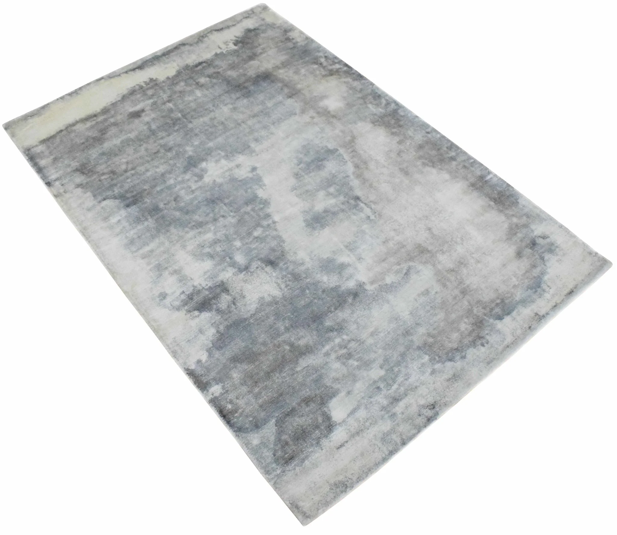 Gray, Brown and Ivory Handmade Area Rug Made With Fine Viscose - Image 3