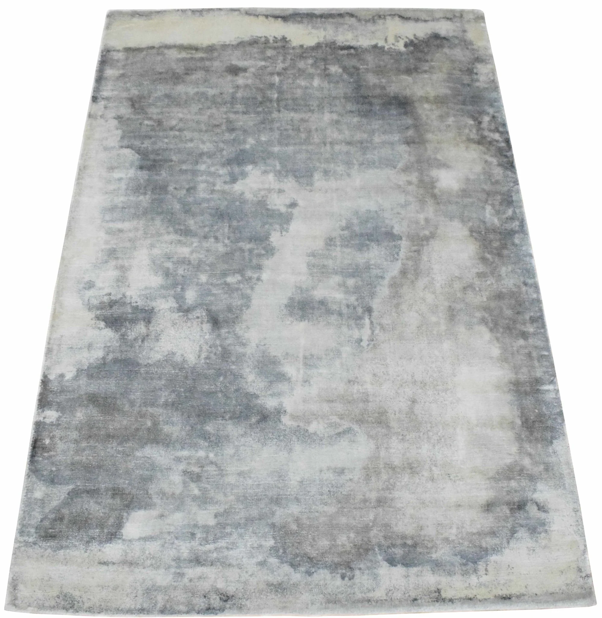 Gray, Brown and Ivory Handmade Area Rug Made With Fine Viscose - Image 4