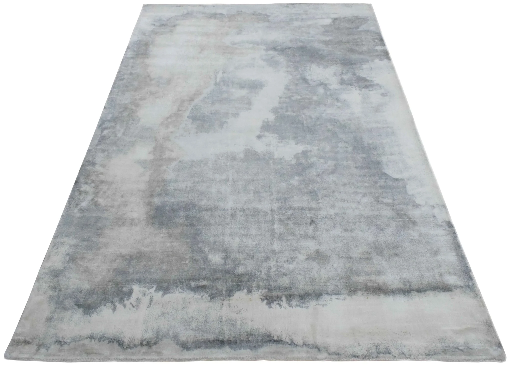 Gray, Brown and Ivory Handmade Area Rug Made With Fine Viscose - Image 5