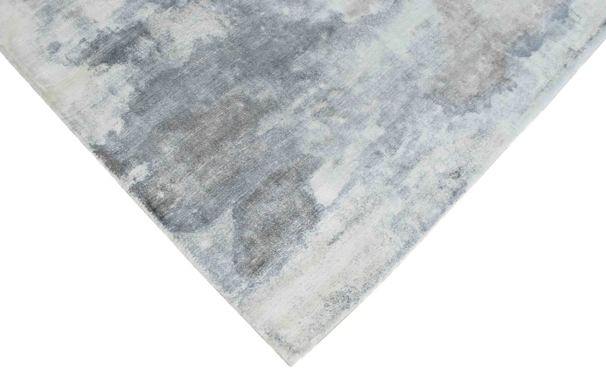 Gray, Brown and Ivory Handmade Area Rug Made With Fine Viscose - Image 7