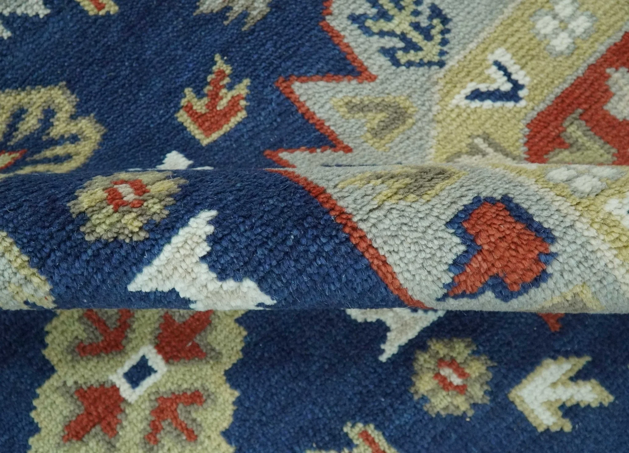 Red, Brown and Olive Traditional Hand knotted Custom Made Wool Area Rug - Image 6