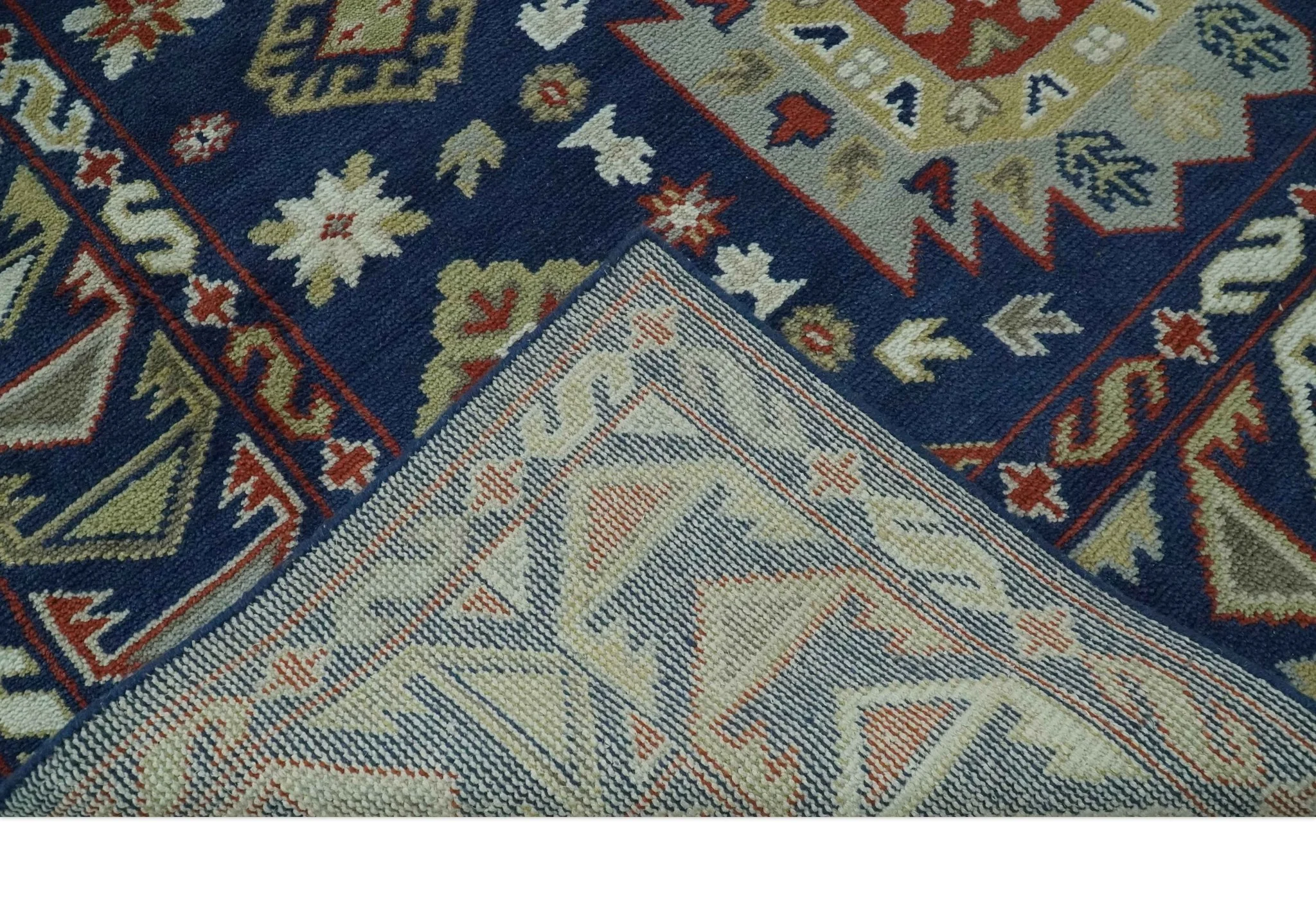 Red, Brown and Olive Traditional Hand knotted Custom Made Wool Area Rug - Image 7