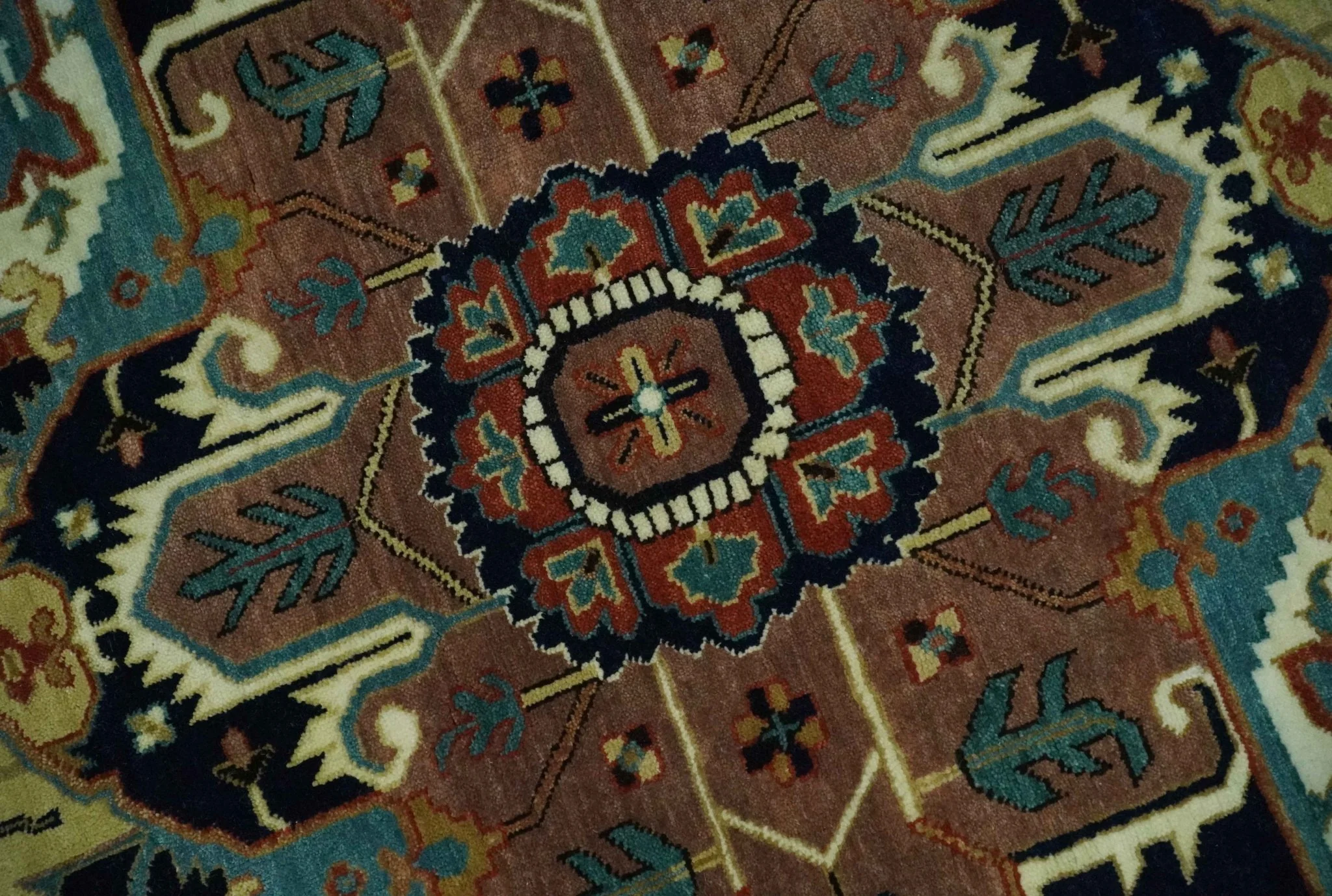 Fine Blue, Brown and Teal Traditional Floral Hand knotted 8x10 wool Area Rug - Image 4