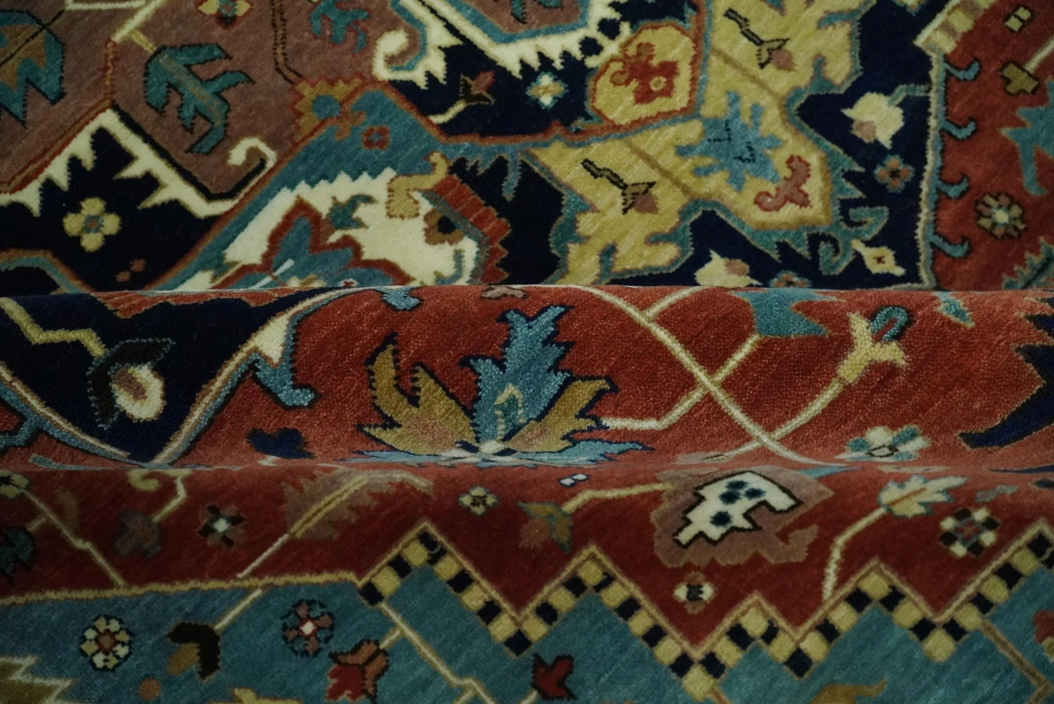 Fine Blue, Brown and Teal Traditional Floral Hand knotted 8x10 wool Area Rug - Image 7