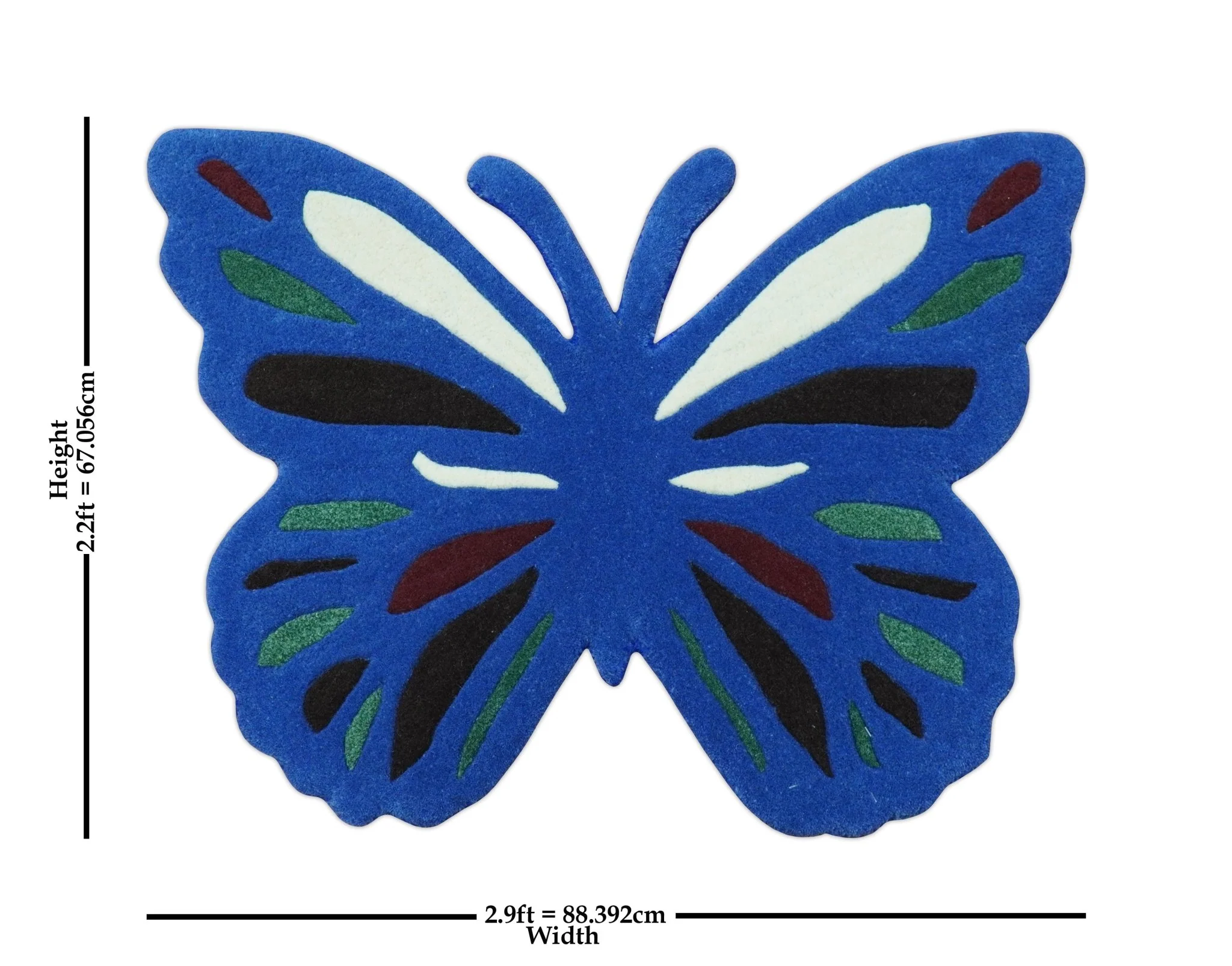 Blue Butterfly Hand Tufted 2x3 Wool Area Rug - Image 2