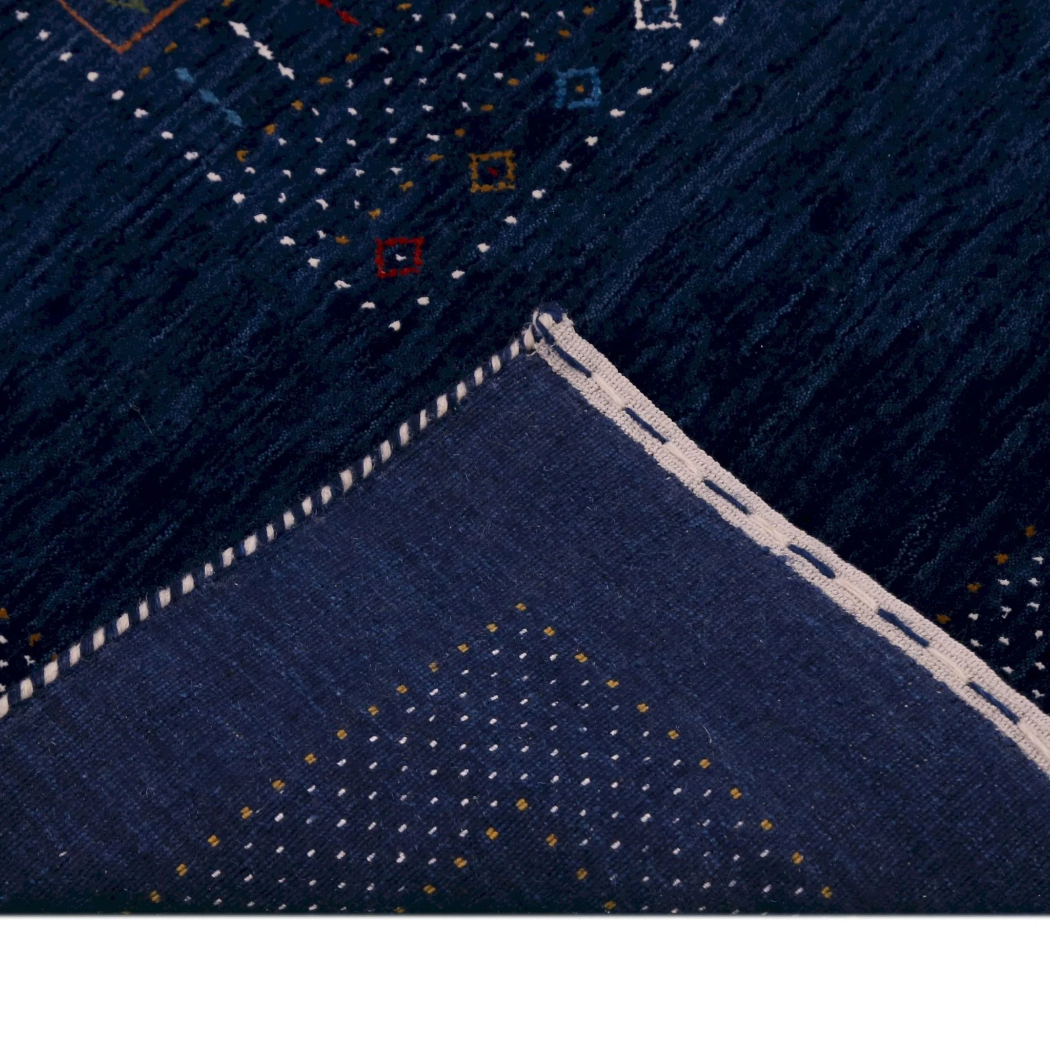 Blue Center Pattern Hand Loomed Wool Area Rug - Image 6