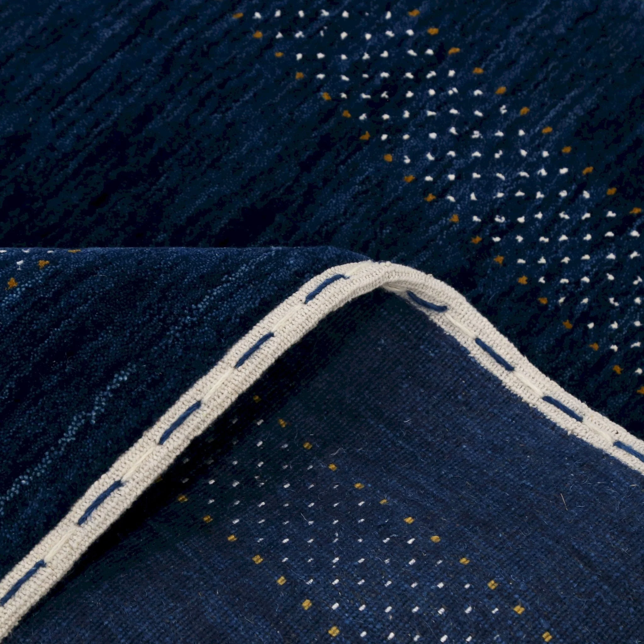 Blue Center Pattern Hand Loomed Wool Area Rug - Image 9