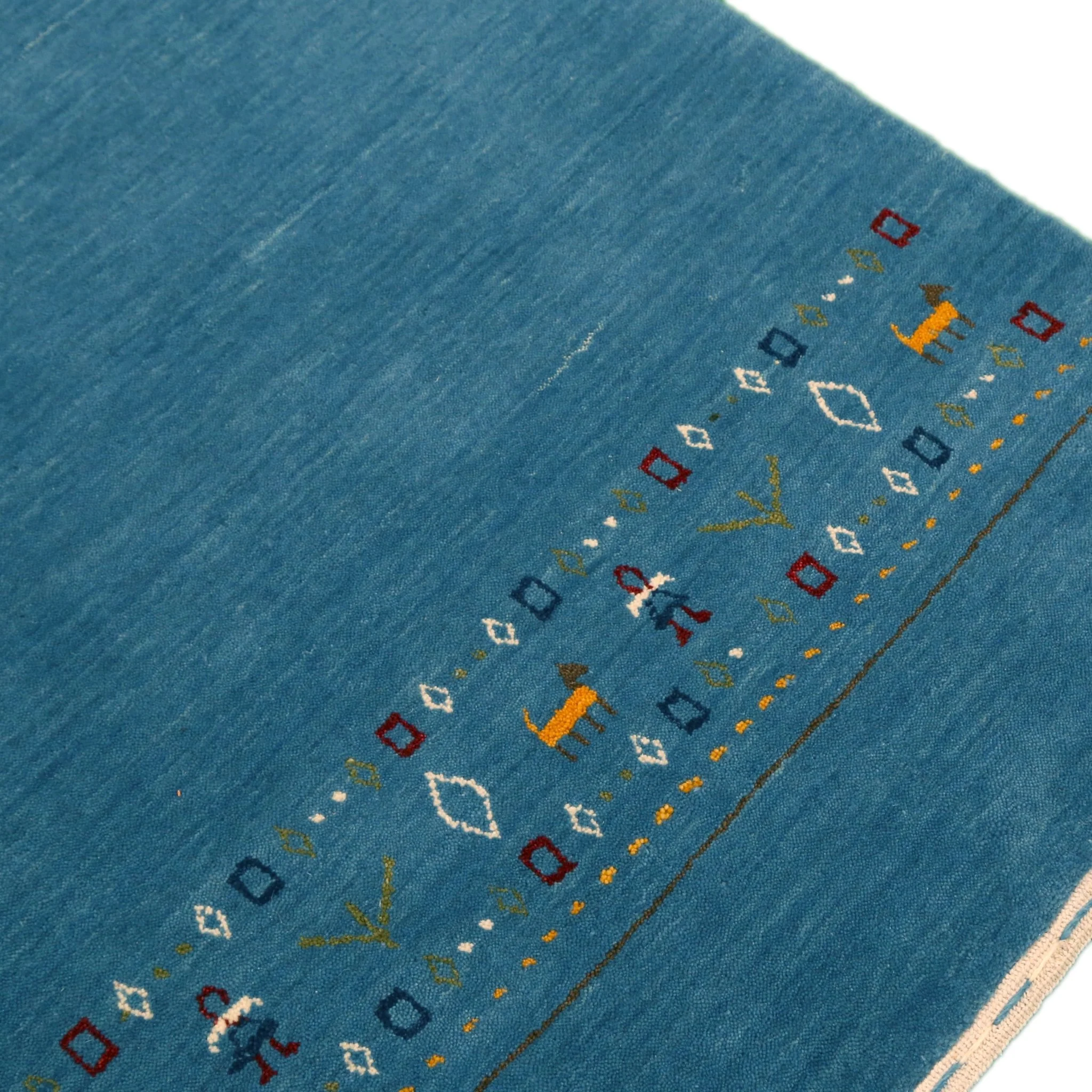 Blue Contemporary Design Hand Loomed Wool Area Rug - Image 9