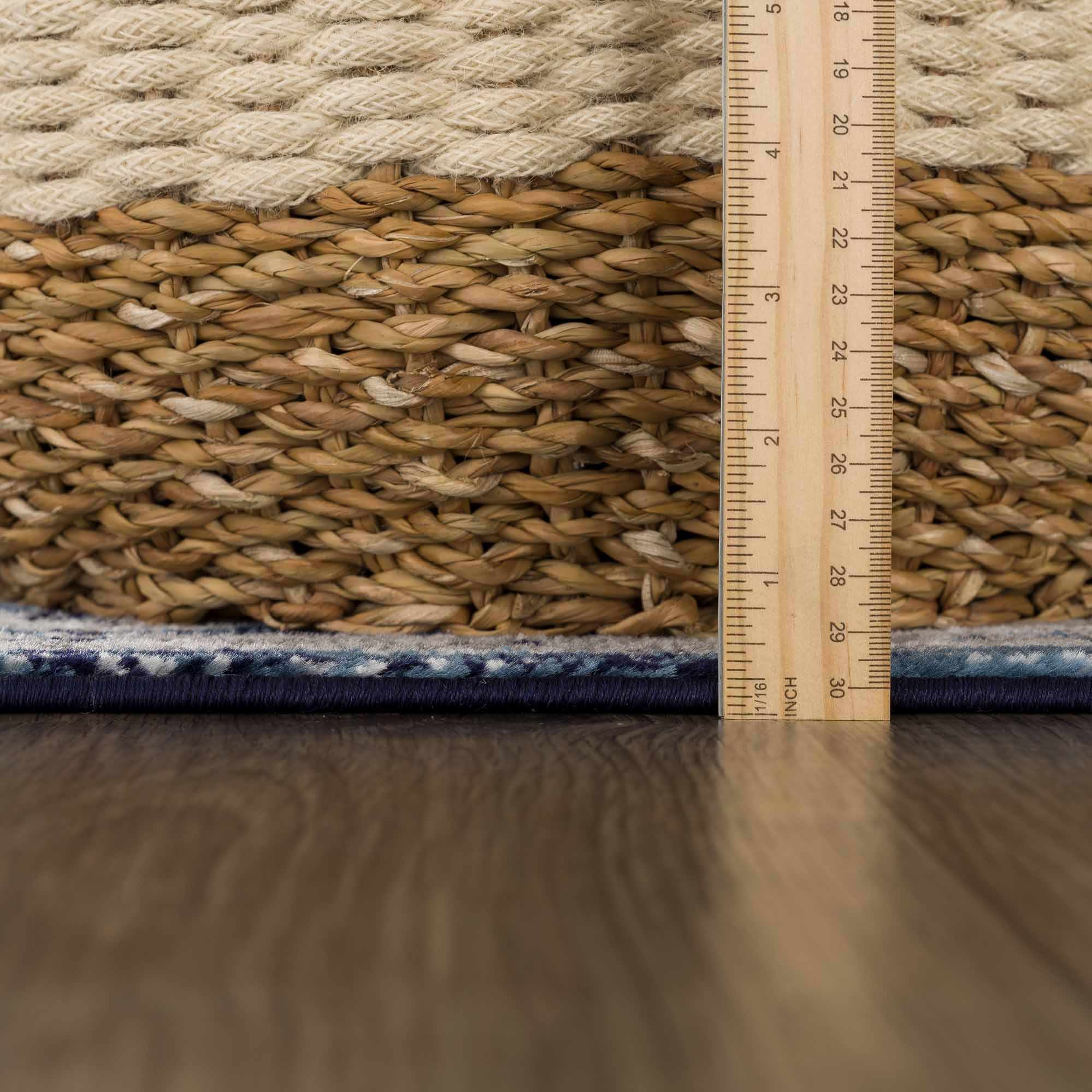 Traditional Heriz Design Blue, Gray and Ivory Jute Backing Area Rug - Image 11