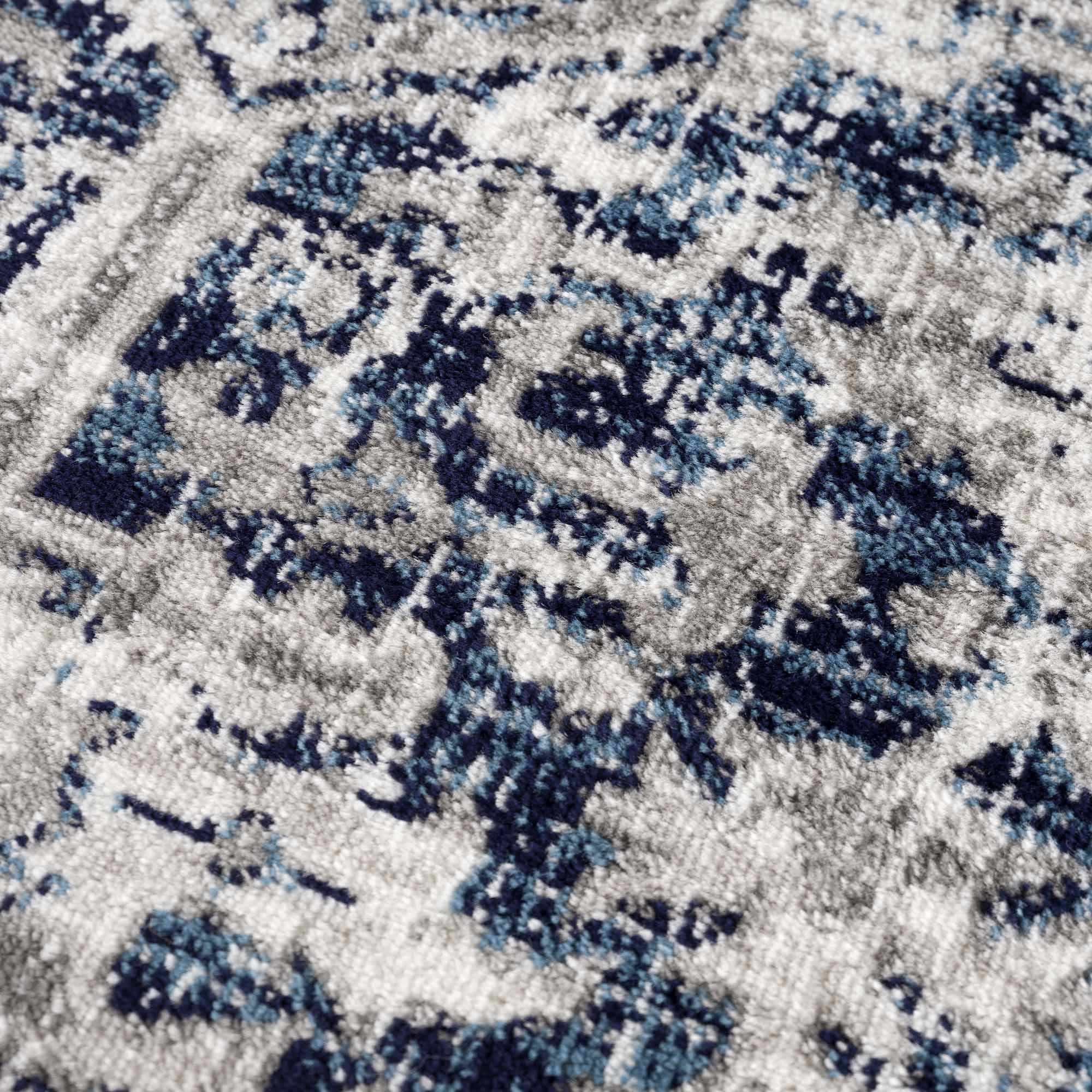 Traditional Heriz Design Blue, Gray and Ivory Jute Backing Area Rug - Image 12