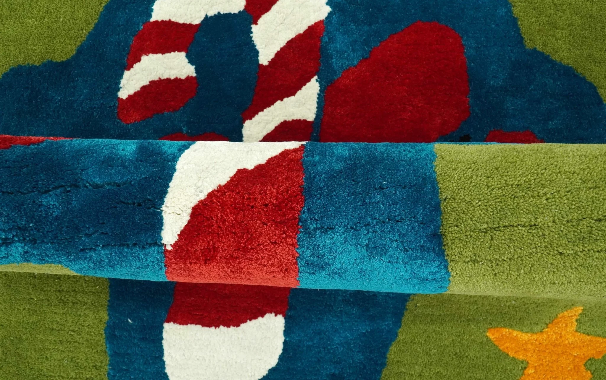 Christmas Rug 2x3 Blue, Green and Brown Candy Cane Rug for Kids room, Kids Rug - Image 2