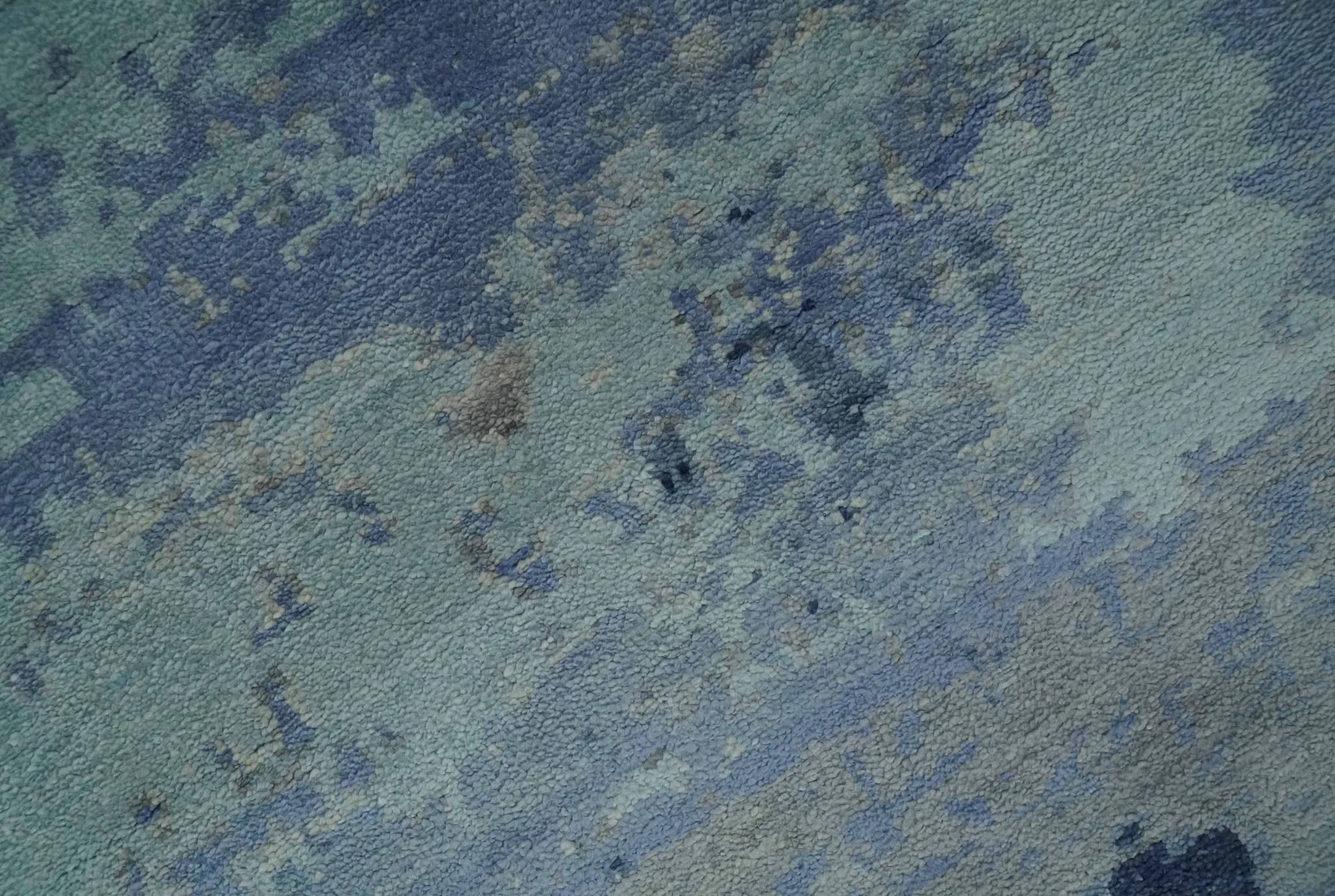 Blue, Ivory and Aqua Modern abstract Hand Knotted 8x10 wool and Bamboo Silk area Rug - Image 4