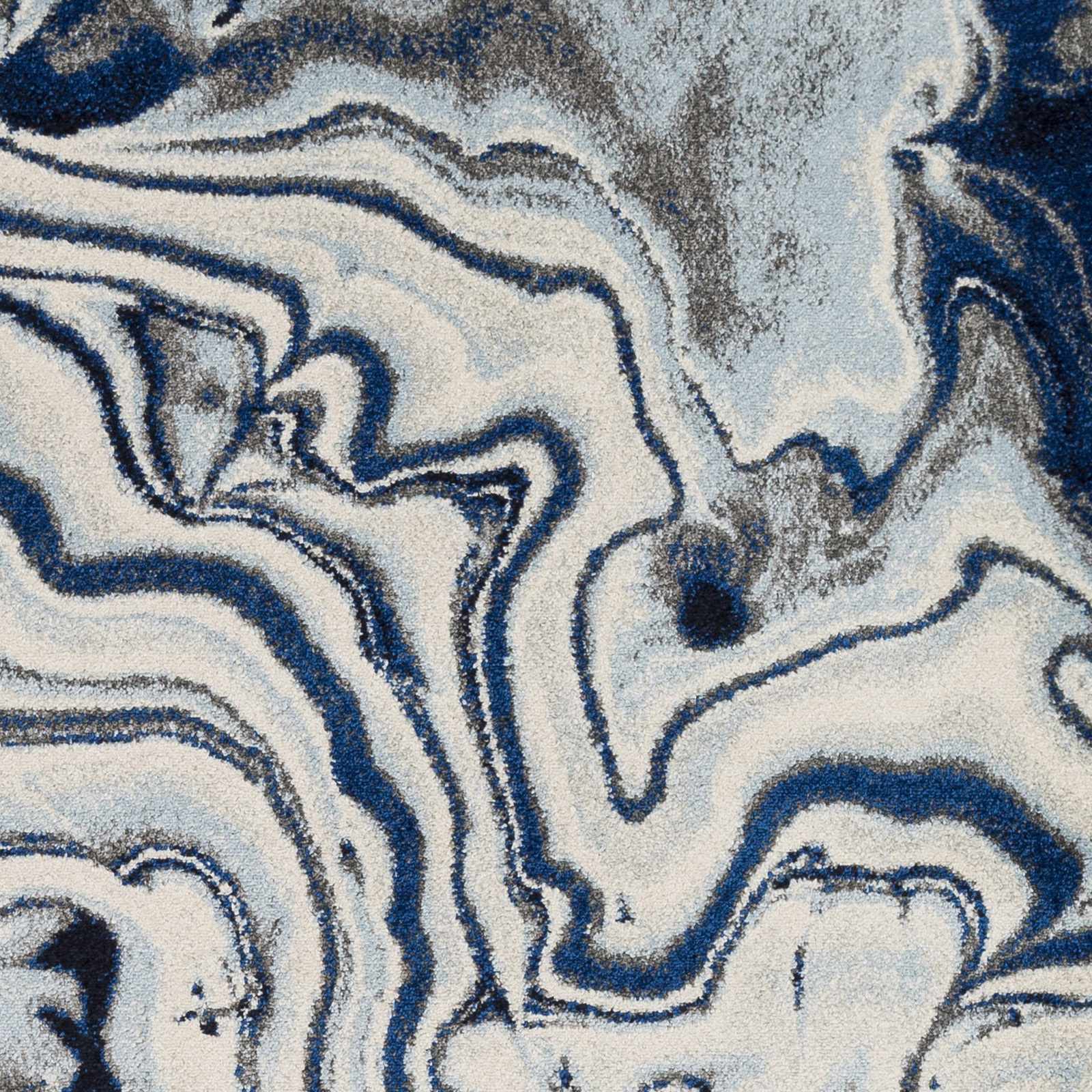 Blue, Ivory and Charcoal Modern Abstract marble Design Area Rug - Image 10