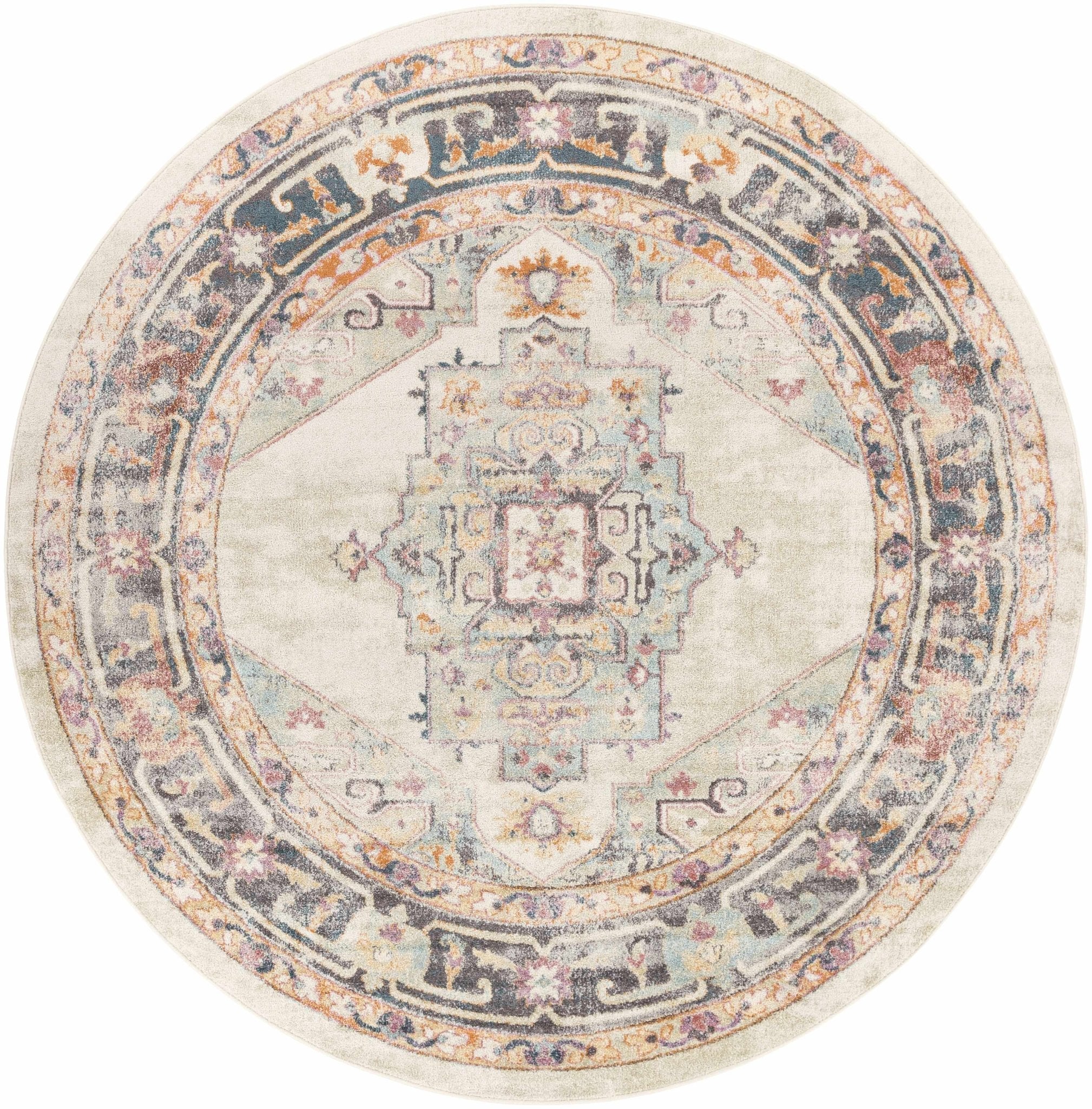 Colorful Blue, Ivory, Beige and Charcoal Traditional Heriz Multi Size rug - Image 13