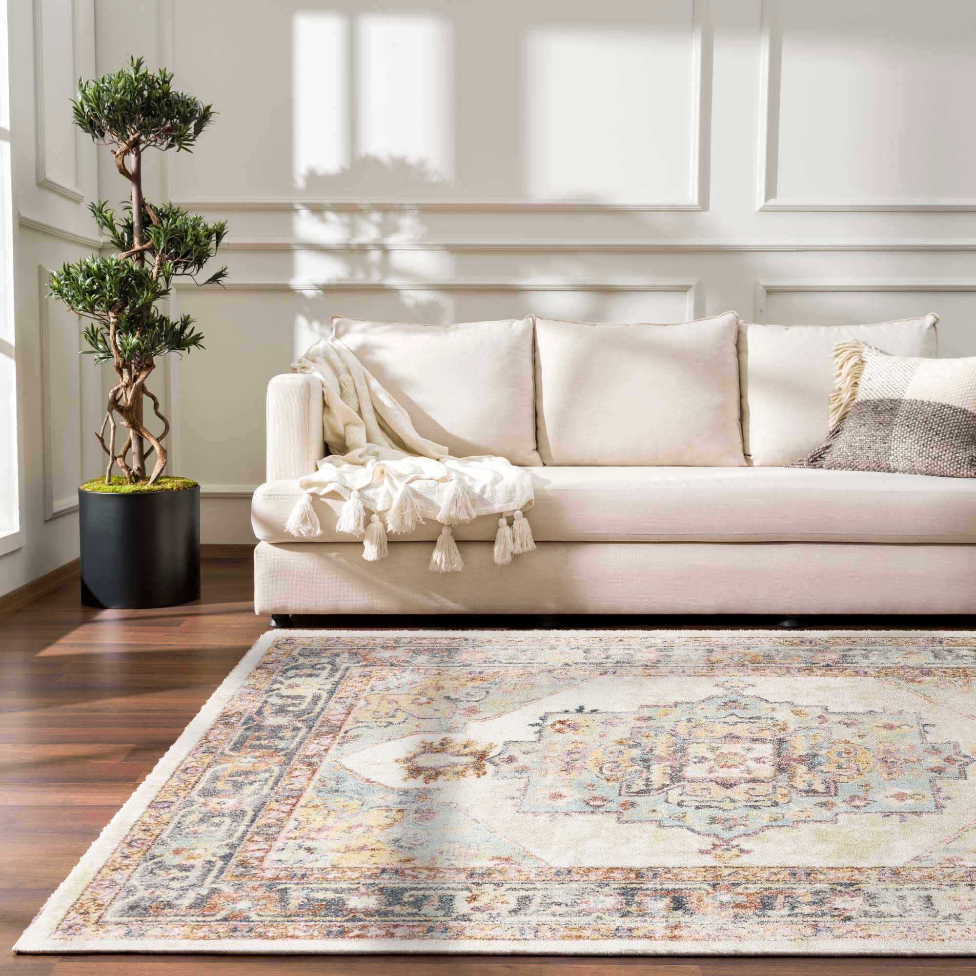 Colorful Blue, Ivory, Beige and Charcoal Traditional Heriz Multi Size rug - Image 20