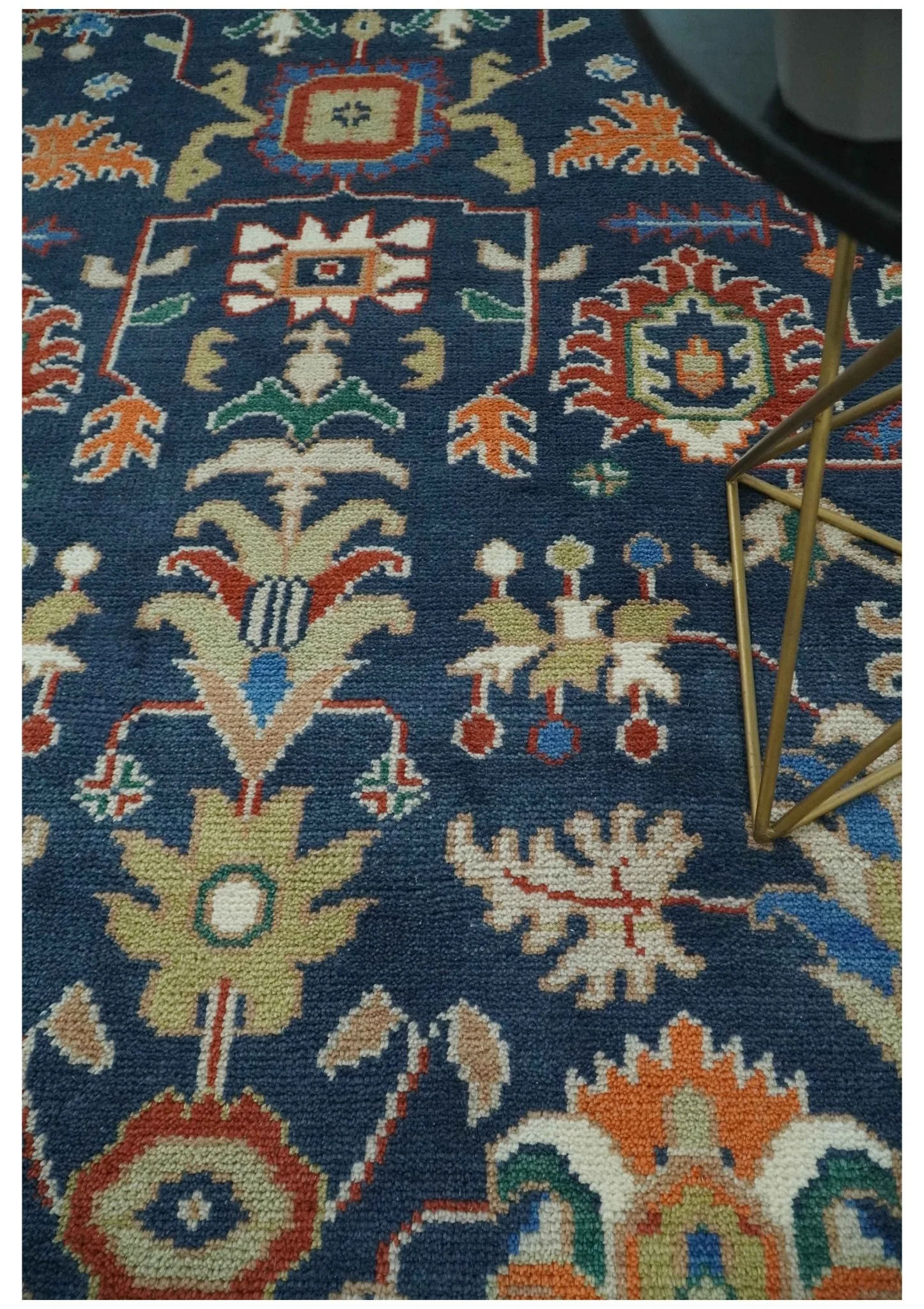Premium Style Vibrant Colorful Blue, Ivory, Rust and Orange Traditional Hand Knotted Oriental Oushak Multi Size wool Area Rug - Image 2