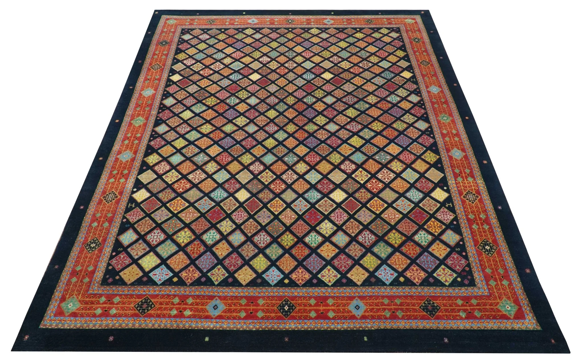 Blue Modern Geometrical Design 9x12 Hand Knotted wool Area Rug - Image 3