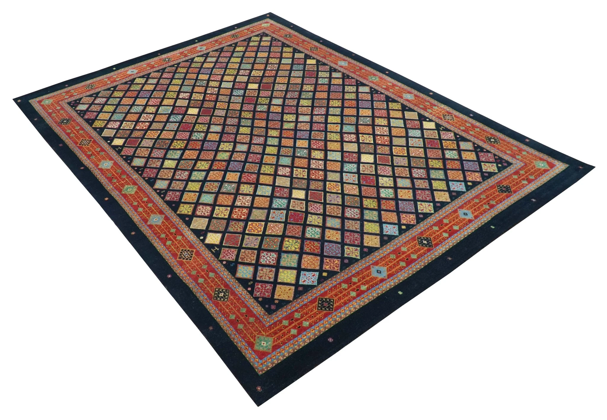 Blue Modern Geometrical Design 9x12 Hand Knotted wool Area Rug - Image 4