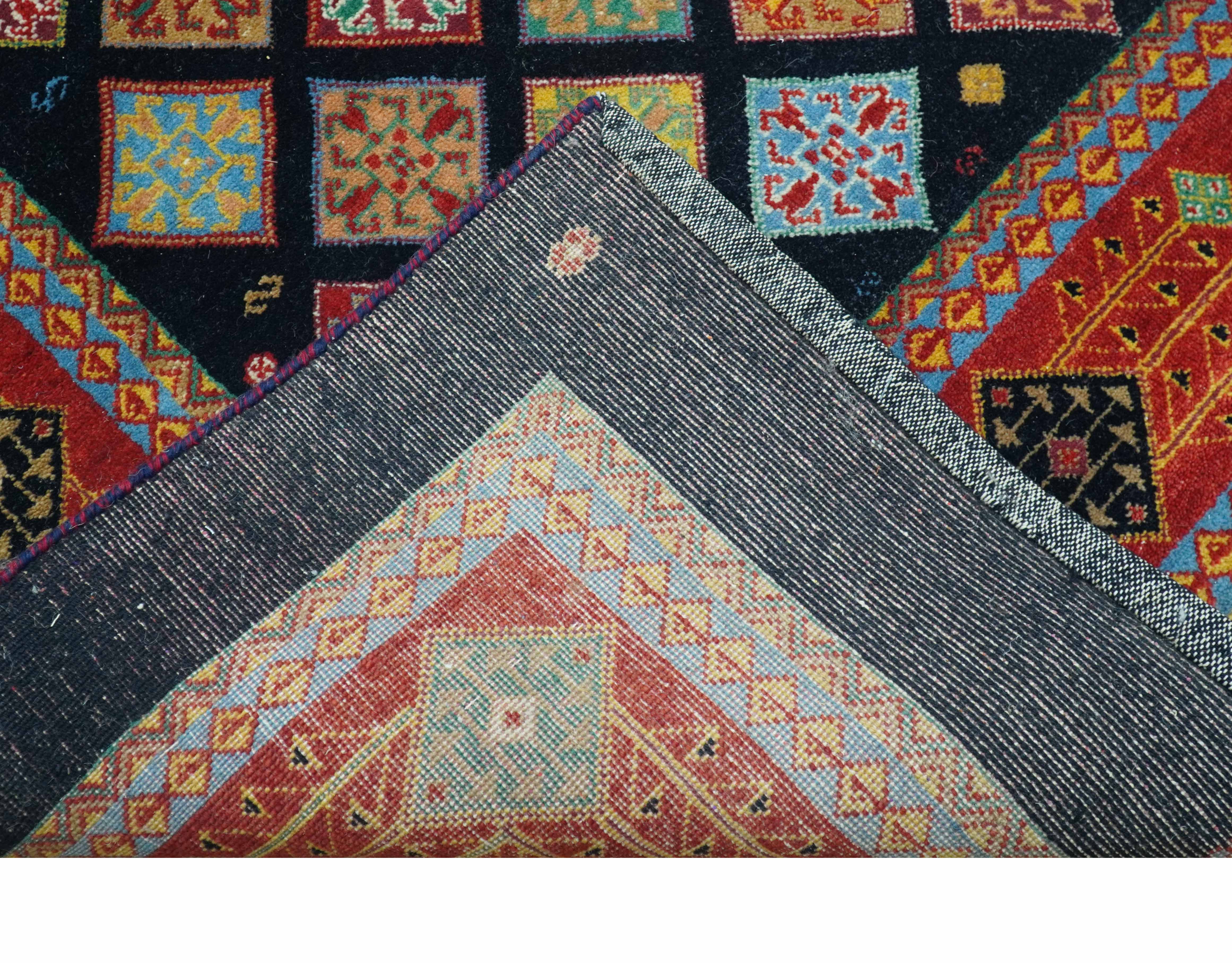 Blue Modern Geometrical Design 9x12 Hand Knotted wool Area Rug - Image 5