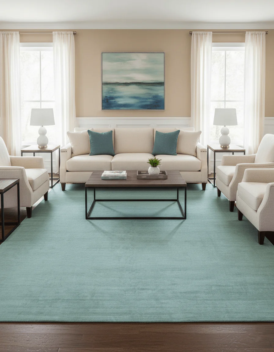Blue Modern Solid Low Pile Hand Knotted 10x14 Bamboo Silk Area Rug - Image 2