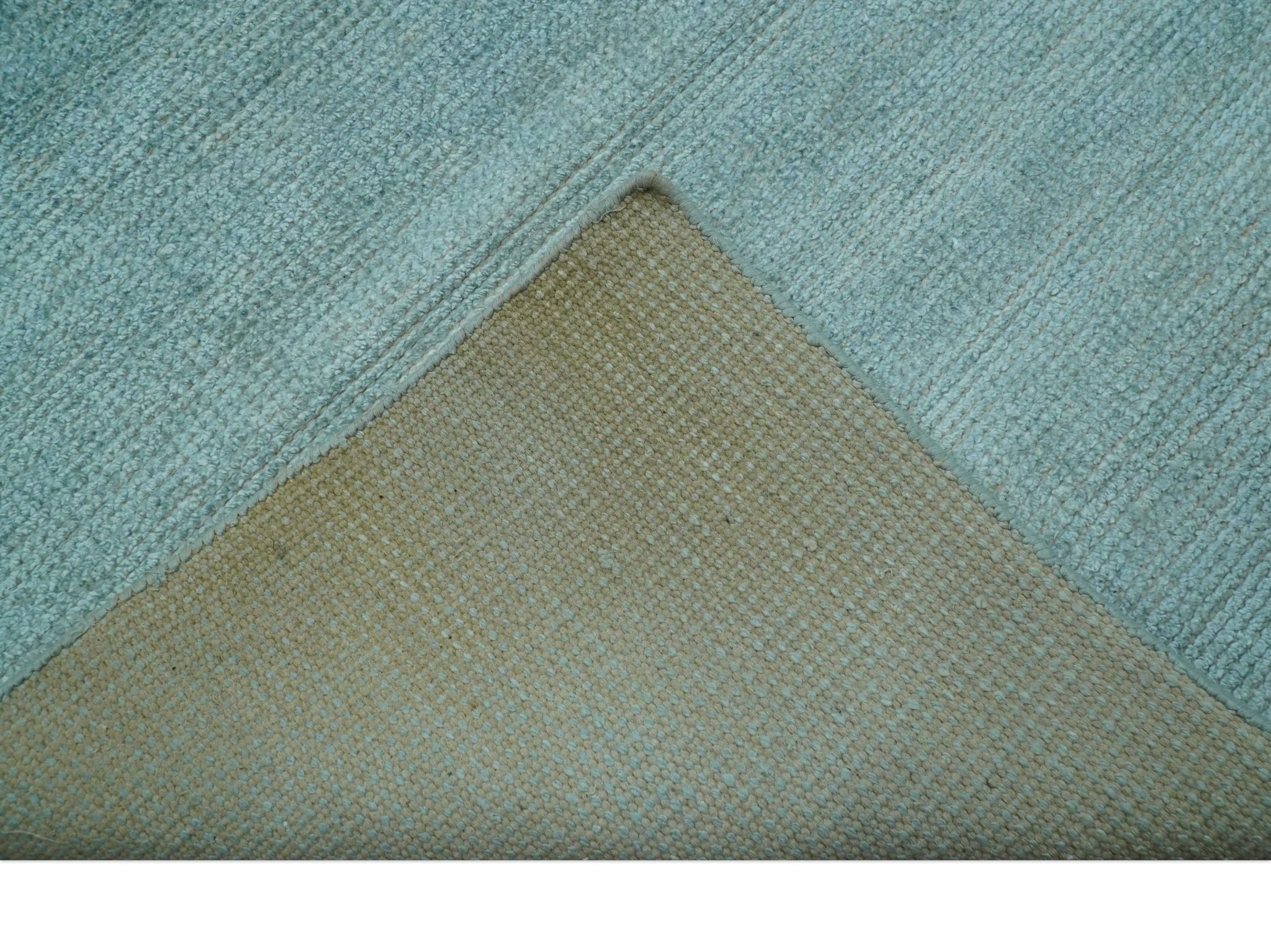 Blue Modern Solid Low Pile Hand Knotted 10x14 Bamboo Silk Area Rug - Image 6