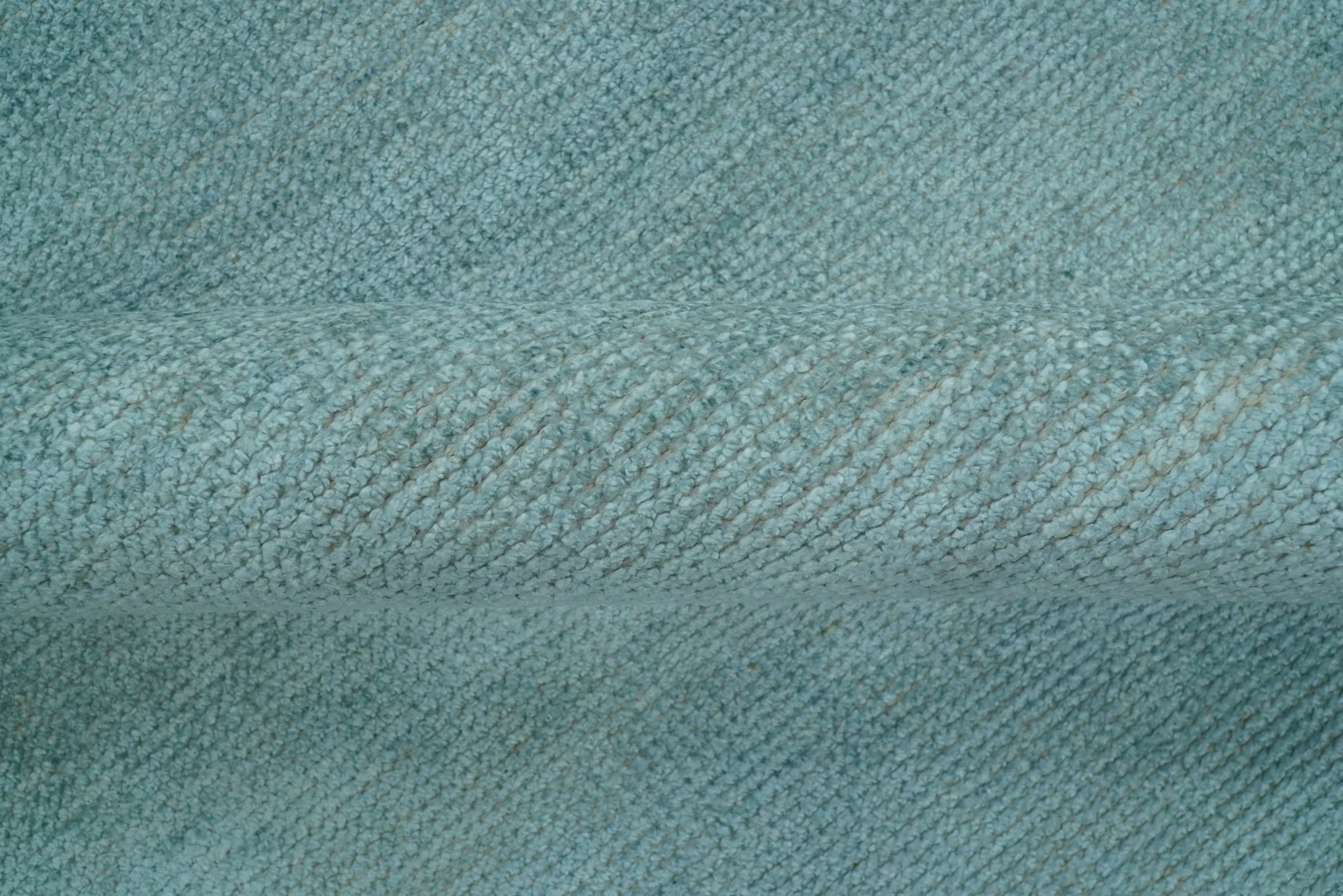 Blue Modern Solid Low Pile Hand Knotted 10x14 Bamboo Silk Area Rug - Image 7