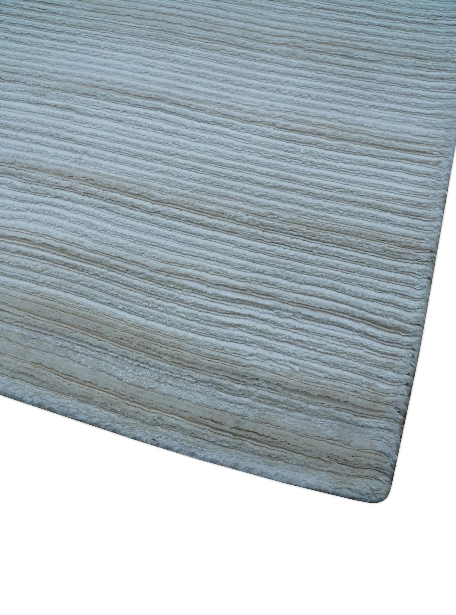 Blue Modern Solid Design Hand Loom 9x12 Art Silk Area Rug - Image 8