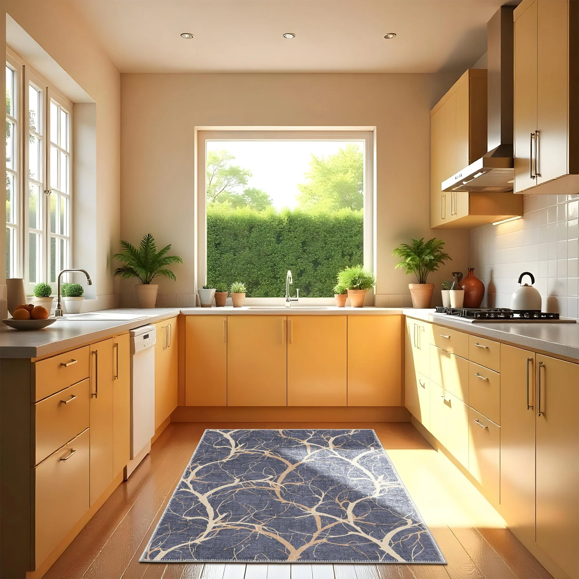 Blue Modern Style Machine Washable Cotton Area Rug - Image 5