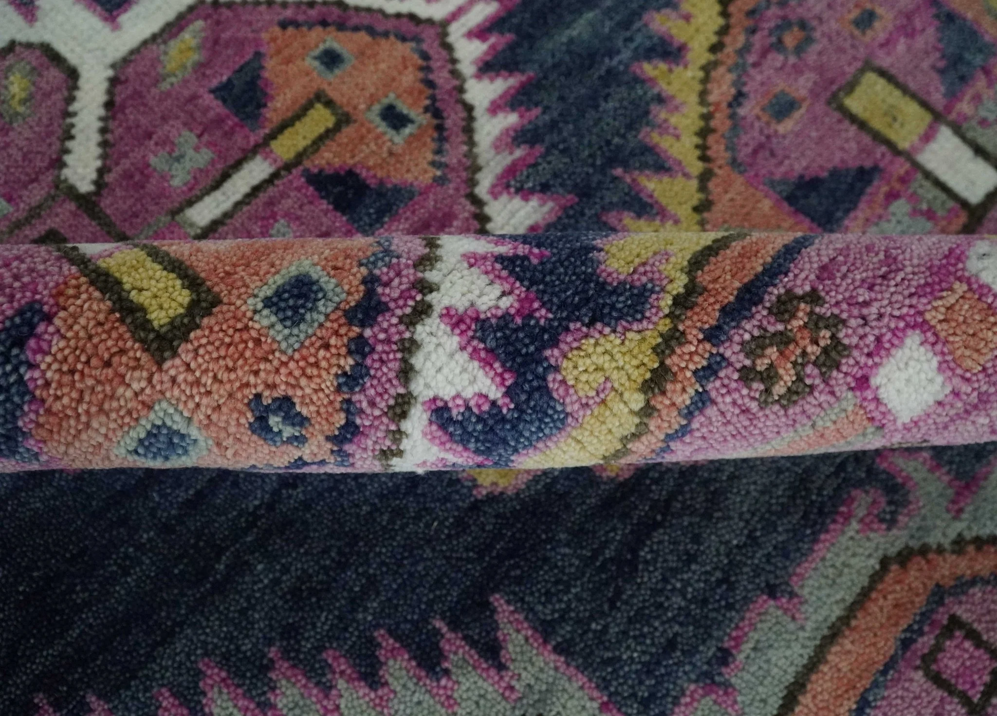 Blue, Purple and Green hand knotted Traditional Heriz Serapi Wool Area Rug - Image 6