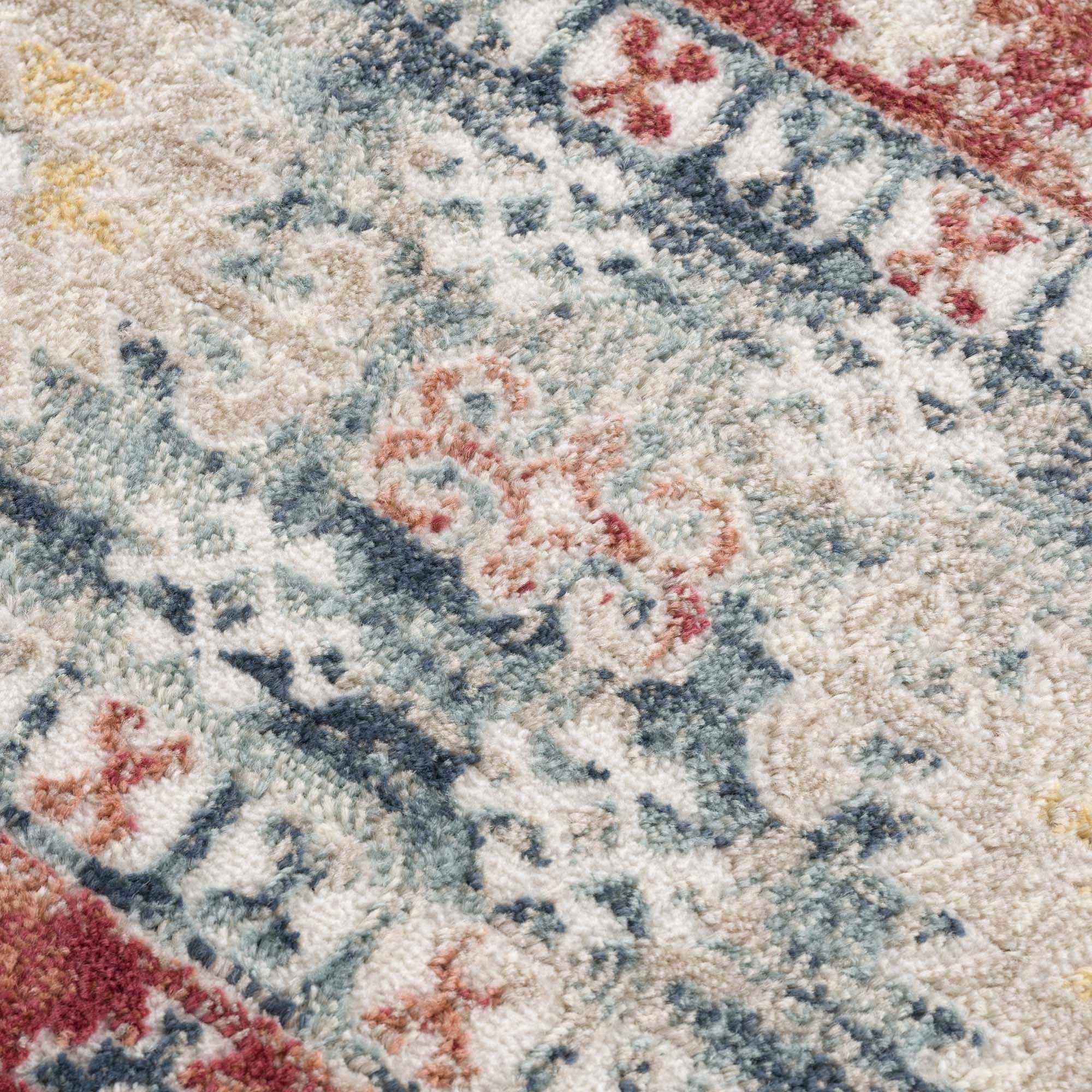 Blue, Rust and Beige Traditional oriental bohemian style area rug - Image 10