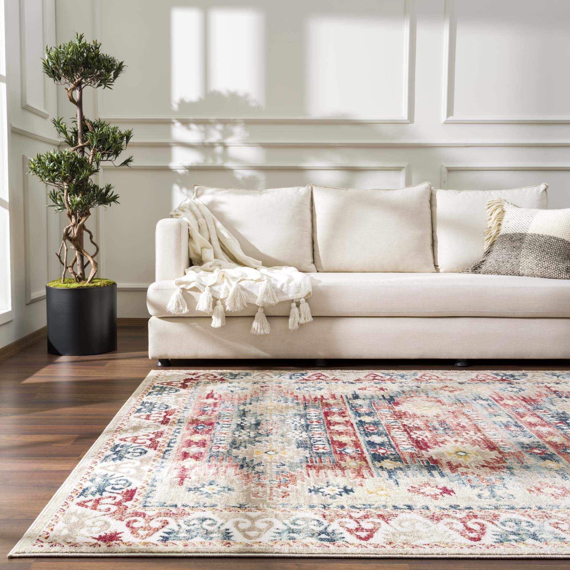 Blue, Rust and Beige Traditional oriental bohemian style area rug - Image 13