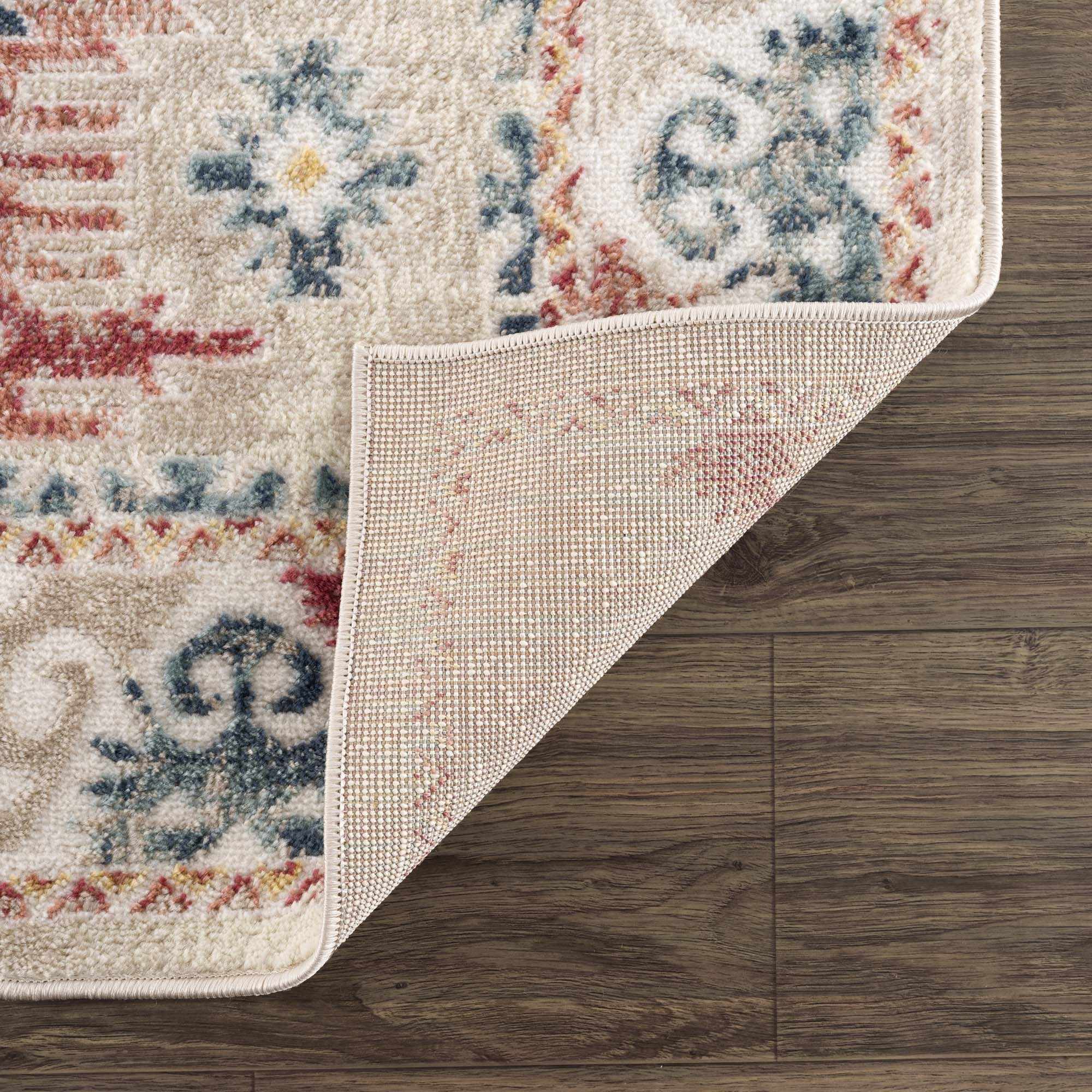 Blue, Rust and Beige Traditional oriental bohemian style area rug - Image 5
