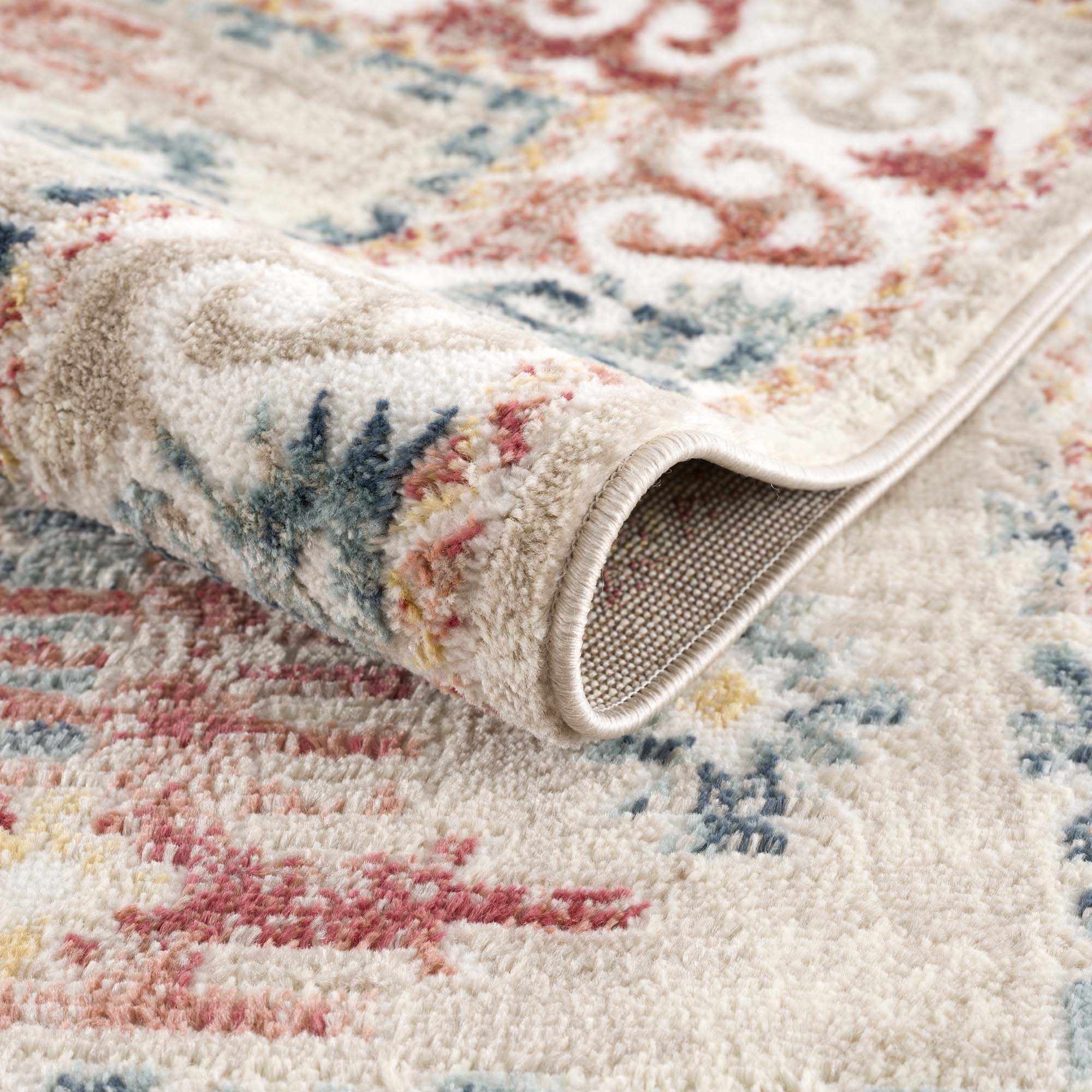 Blue, Rust and Beige Traditional oriental bohemian style area rug - Image 6