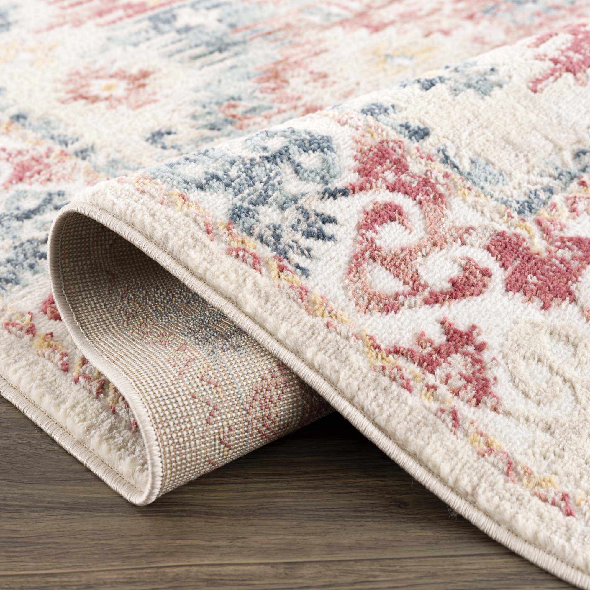 Blue, Rust and Beige Traditional oriental bohemian style area rug - Image 7