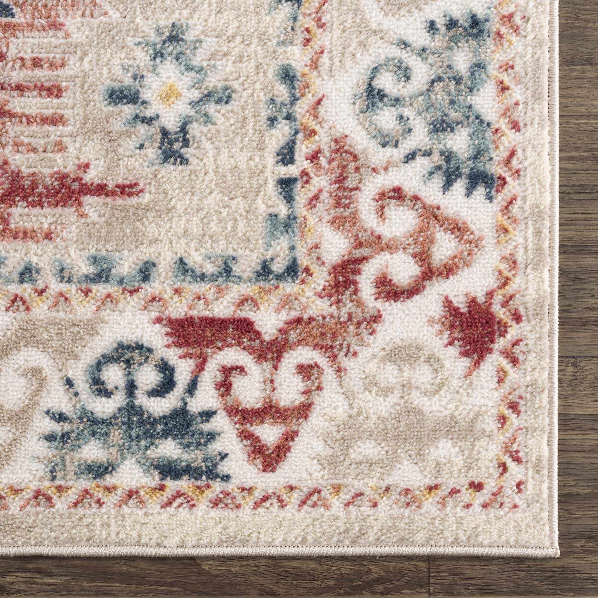 Blue, Rust and Beige Traditional oriental bohemian style area rug - Image 8