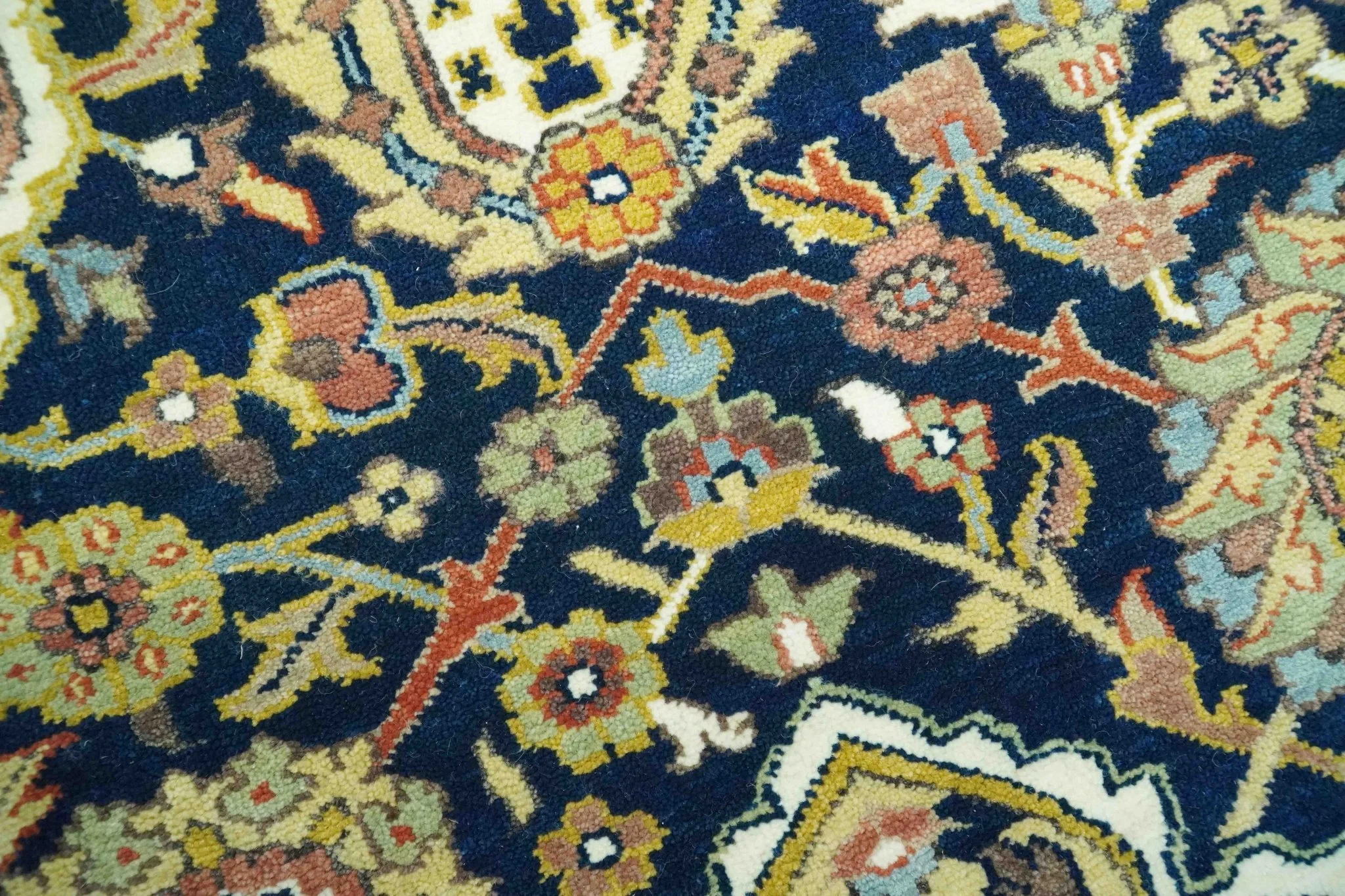 Blue, Rust and Mustard Traditional Large Design 8.4x10 fine wool area rug - Image 5