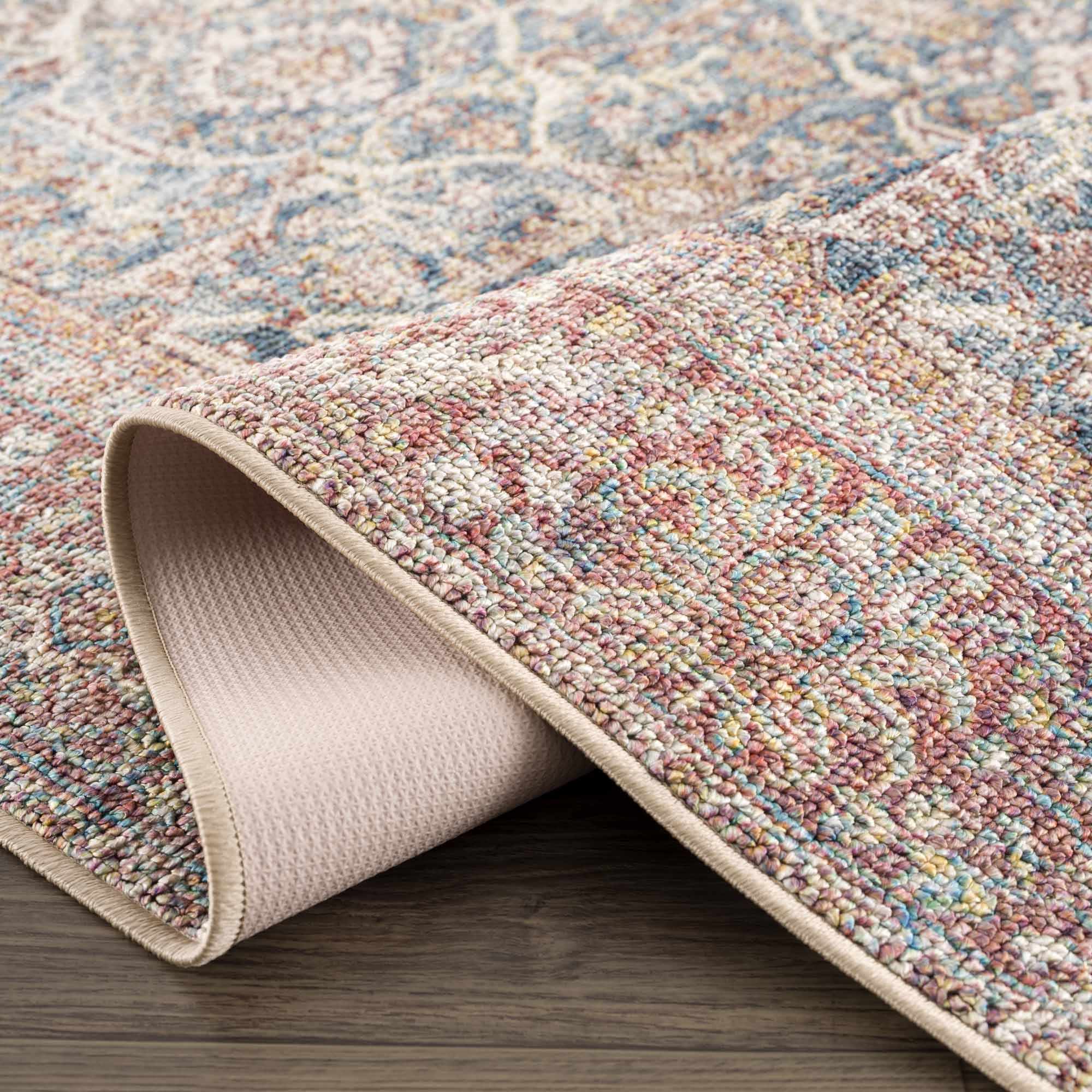 Blue, Rust, Ivory and Beige Traditional Oriental Oushak Washable Area Rug - Image 10