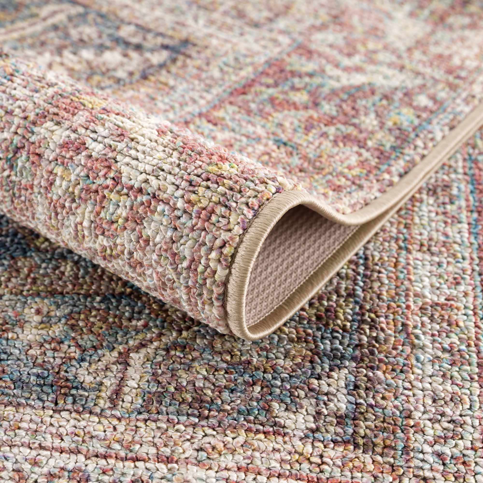 Blue, Rust, Ivory and Beige Traditional Oriental Oushak Washable Area Rug - Image 11