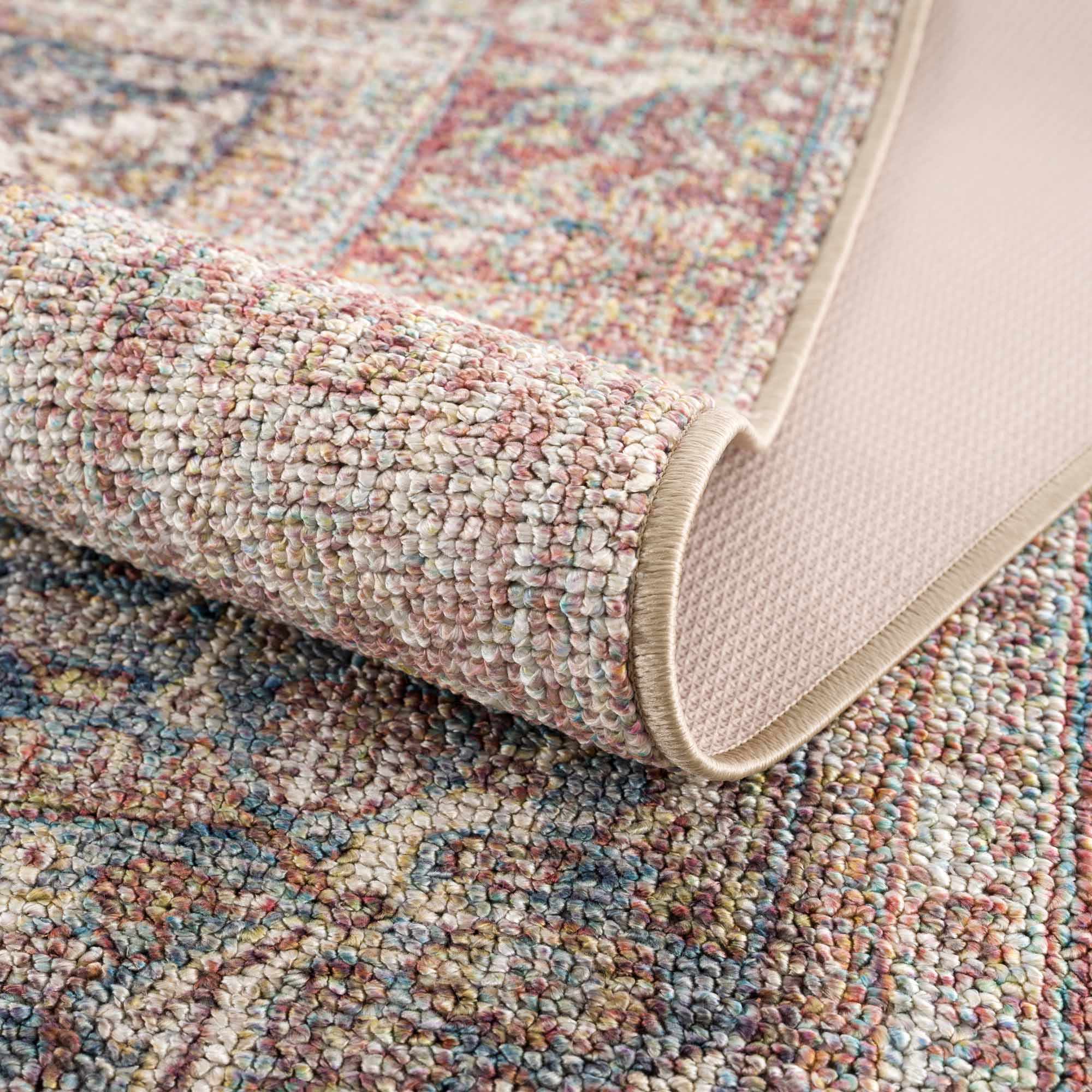 Blue, Rust, Ivory and Beige Traditional Oriental Oushak Washable Area Rug - Image 12