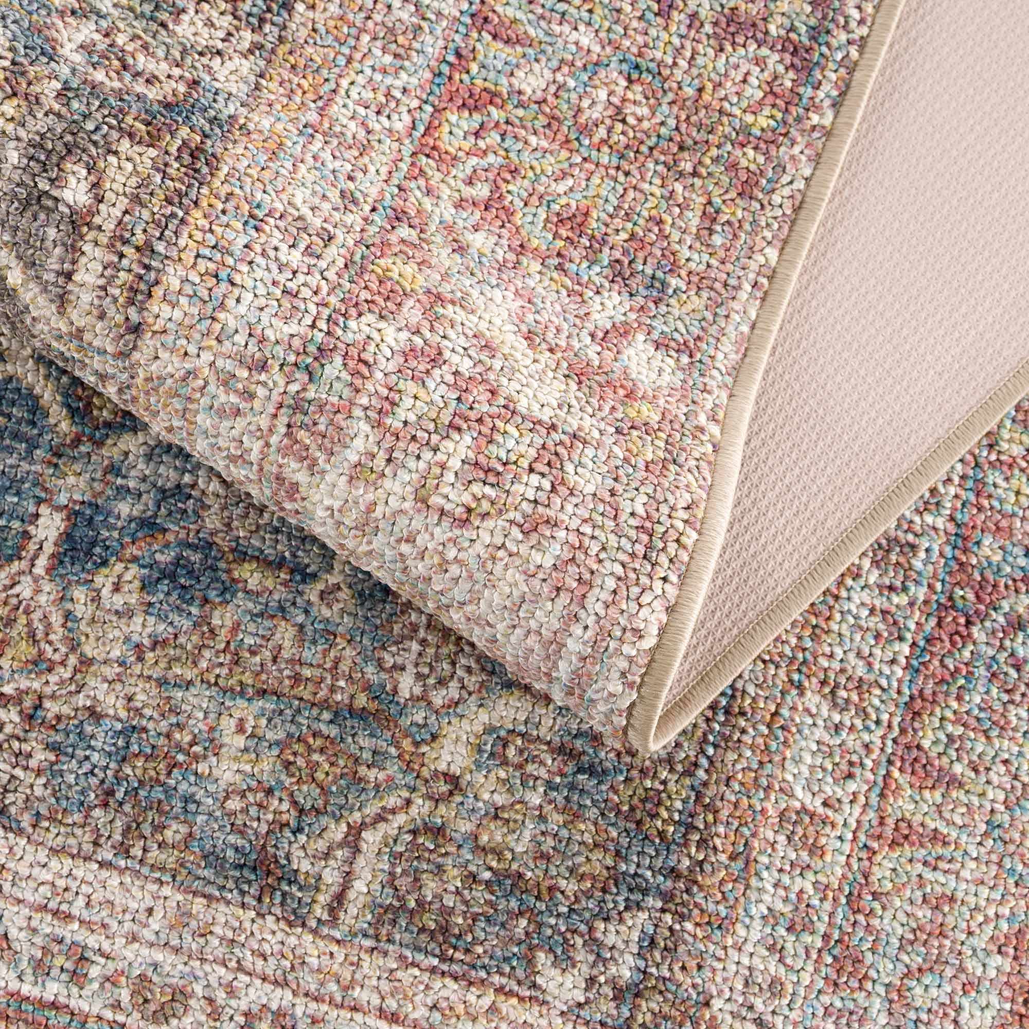 Blue, Rust, Ivory and Beige Traditional Oriental Oushak Washable Area Rug - Image 13