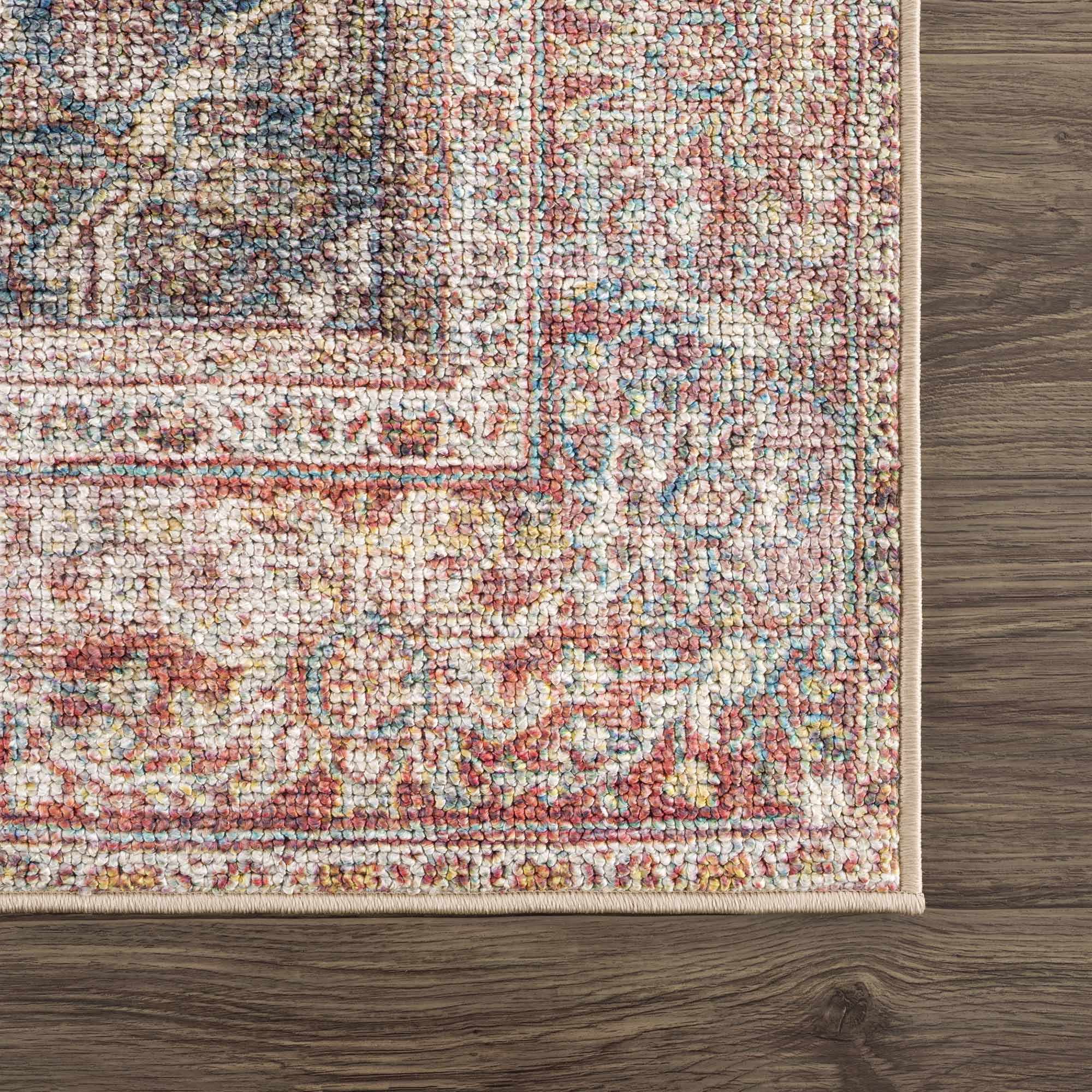 Blue, Rust, Ivory and Beige Traditional Oriental Oushak Washable Area Rug - Image 14