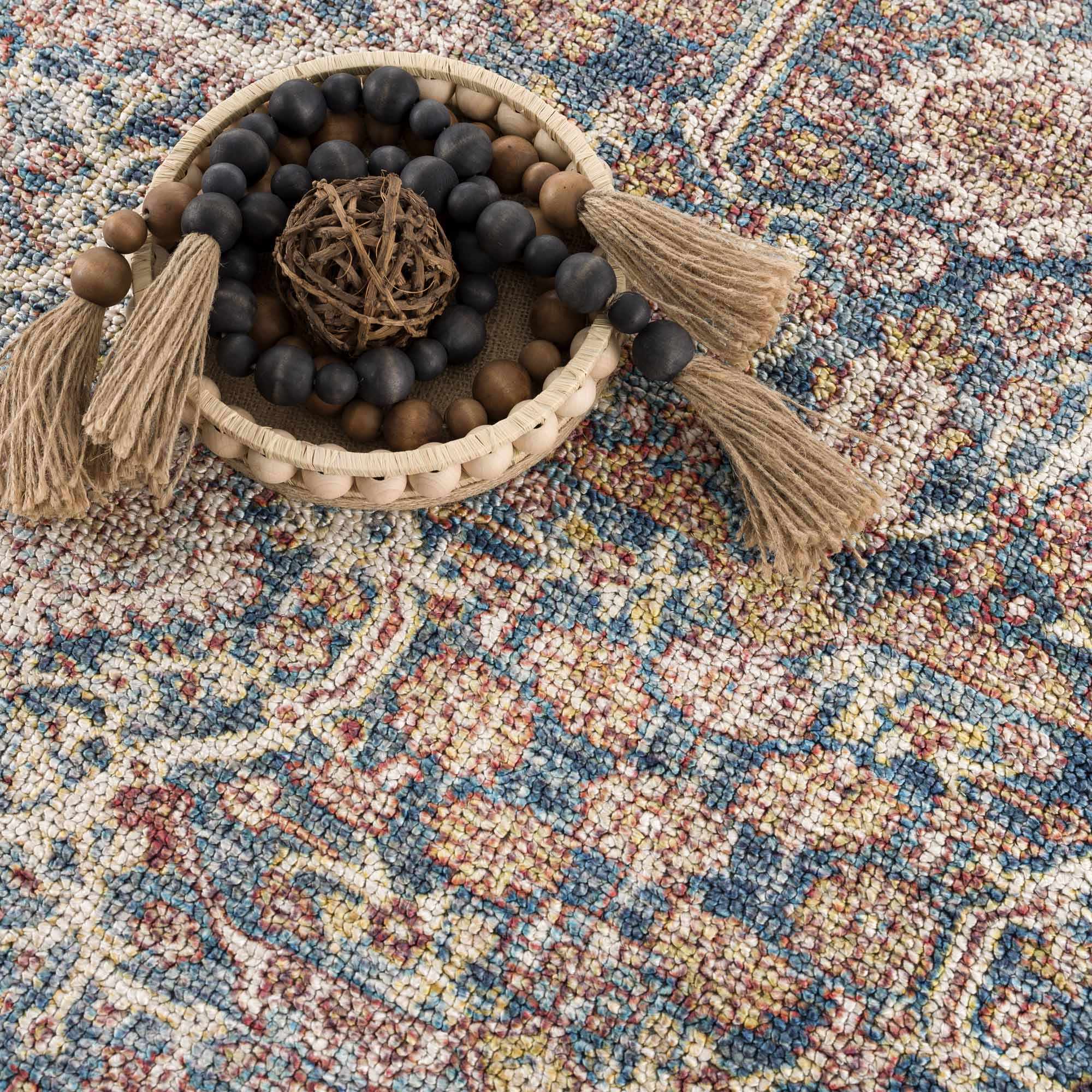 Blue, Rust, Ivory and Beige Traditional Oriental Oushak Washable Area Rug - Image 17