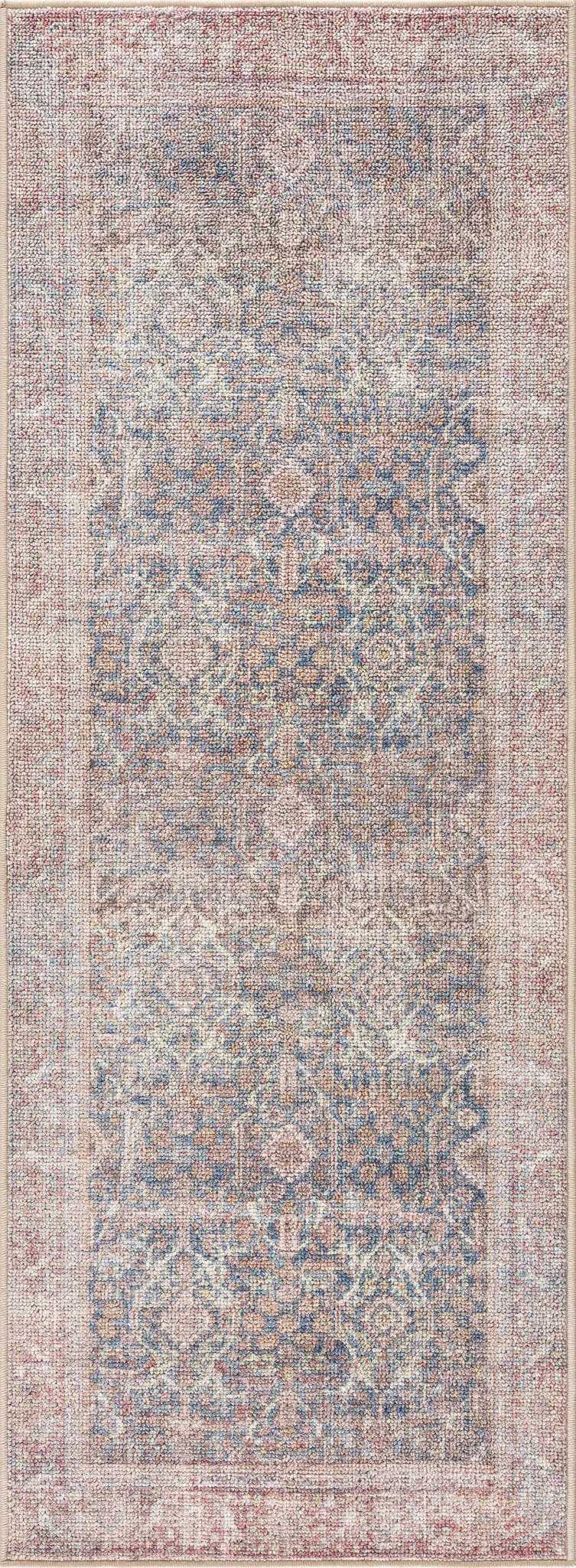 Blue, Rust, Ivory and Beige Traditional Oriental Oushak Washable Area Rug - Image 8