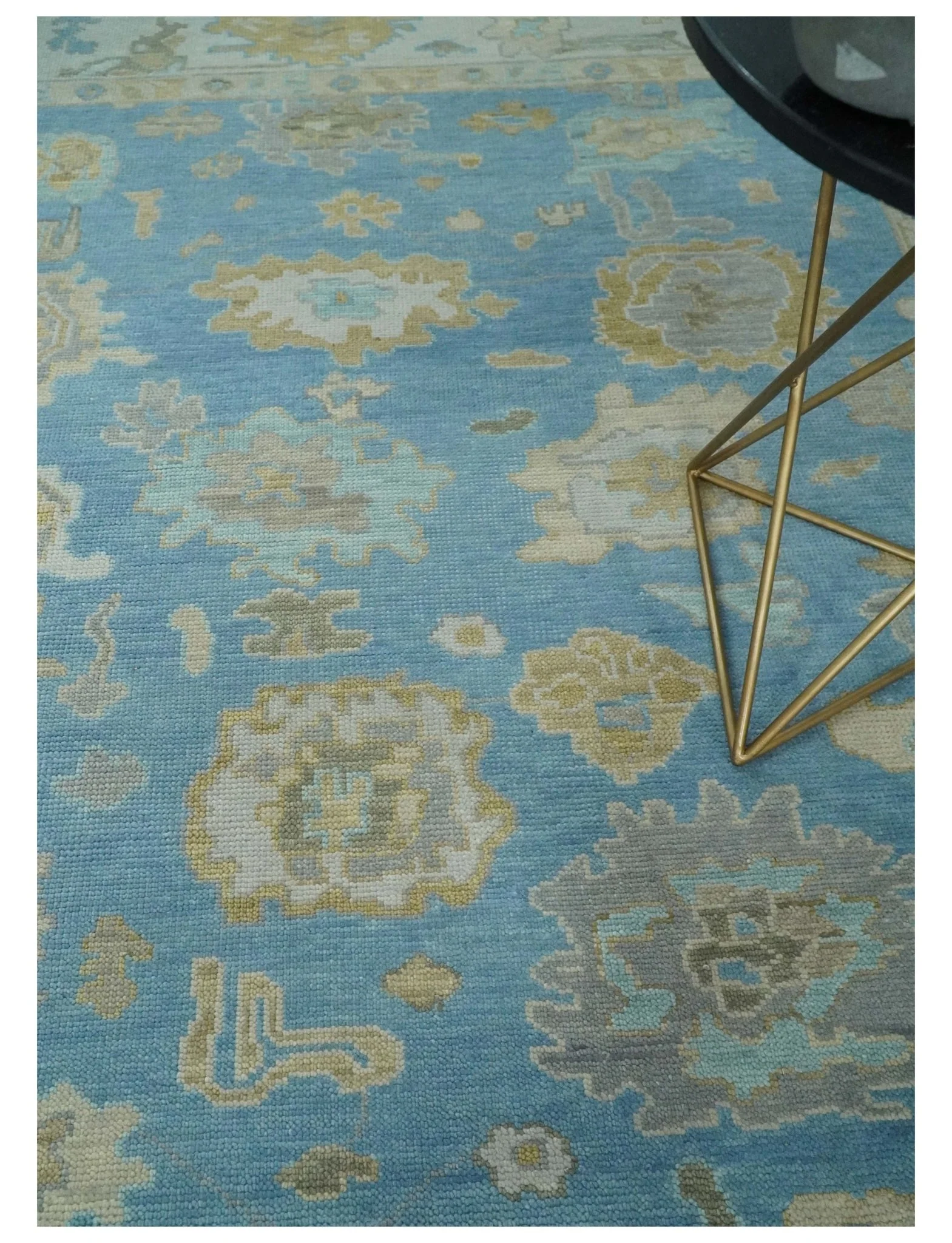 Blue, Silver and Brown Hand Knotted Traditional Oushak wool Rug - Image 2