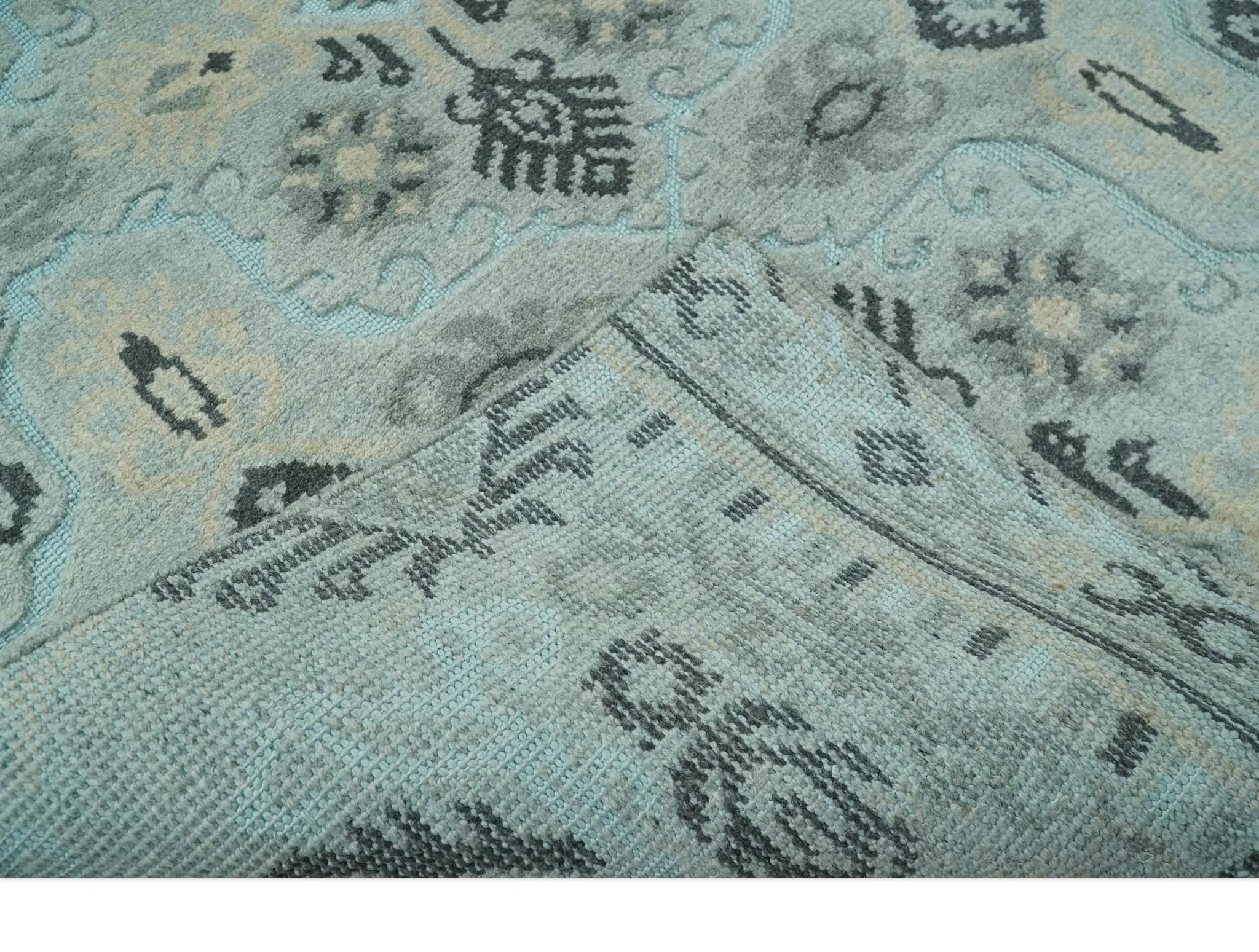 5x8 Blue, Silver and Charcoal Traditional Mamluk Design Hand Knotted wool Area Rug - Image 6