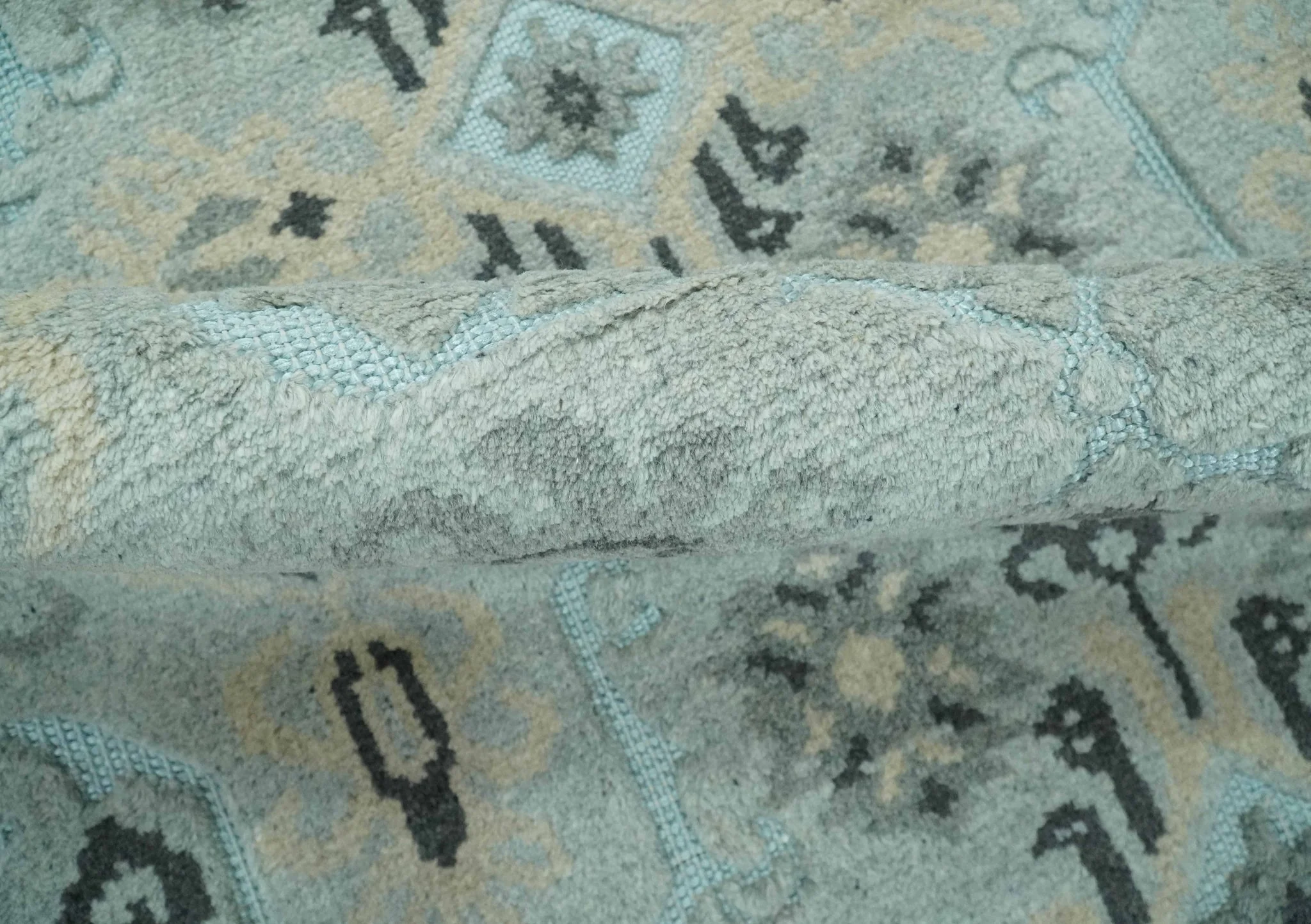 5x8 Blue, Silver and Charcoal Traditional Mamluk Design Hand Knotted wool Area Rug - Image 7