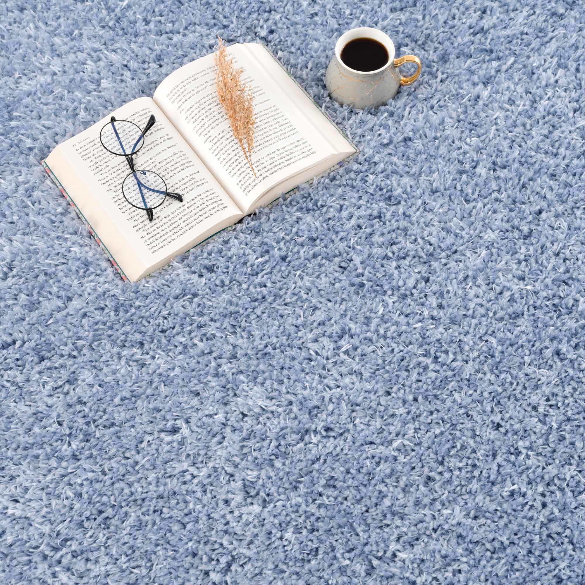 Blue Solid Plush Design Washable Area Rug - Image 14